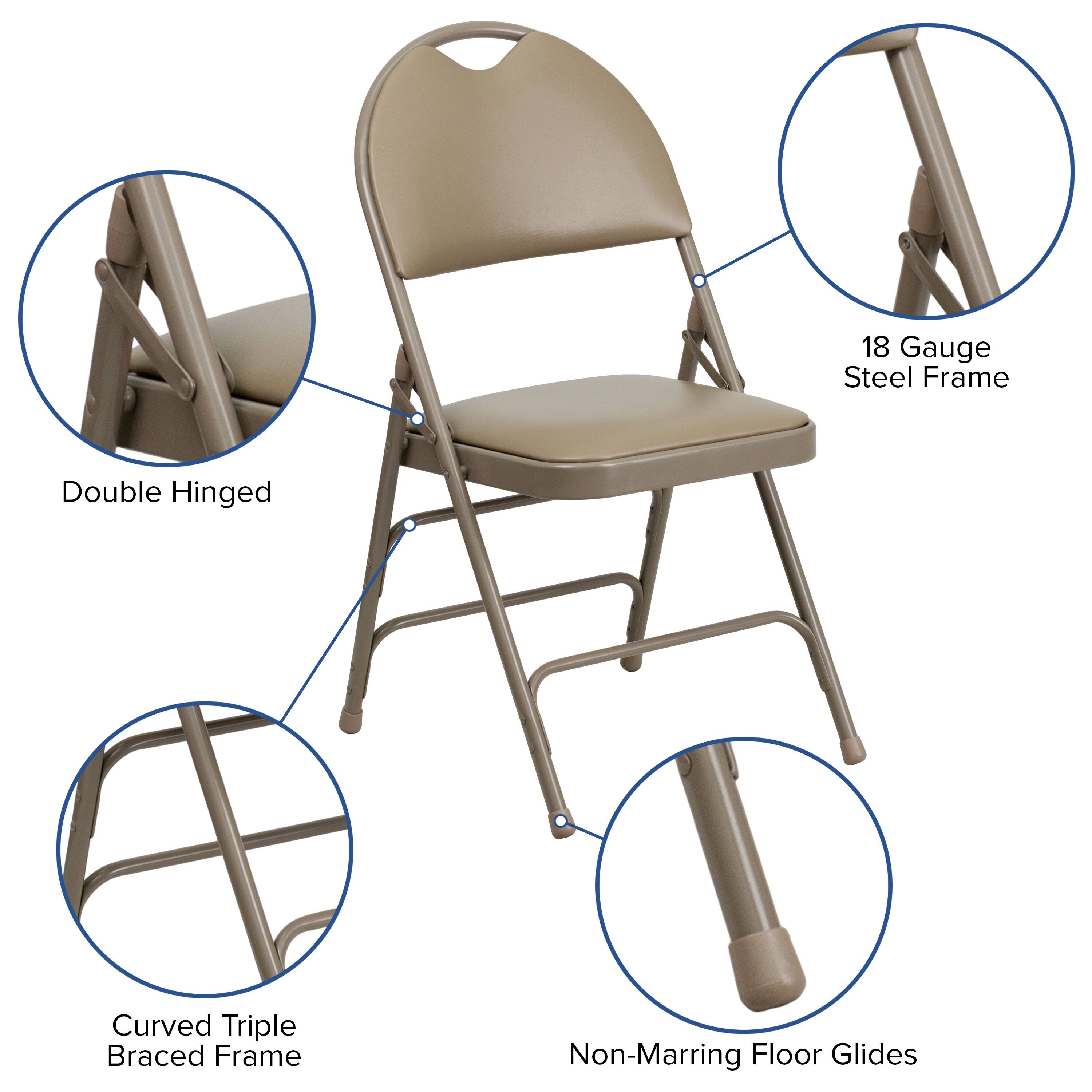 18 Gauge Steel Frame Double Hinged Curved Triple Braced Frame Non-Marring Floor Glides