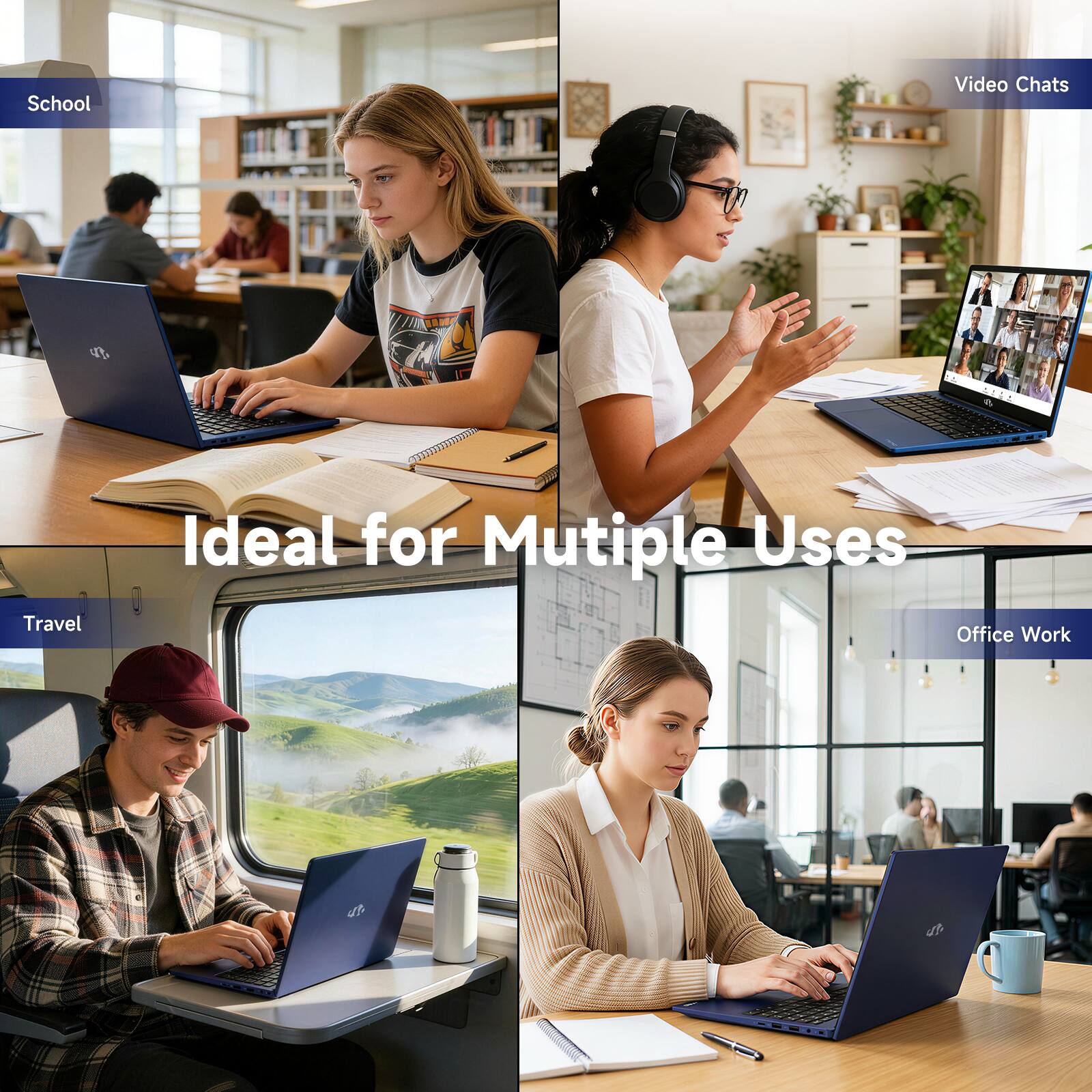 Ideal for Multiple Uses

School  
Video Chats  
Travel  
Office Work