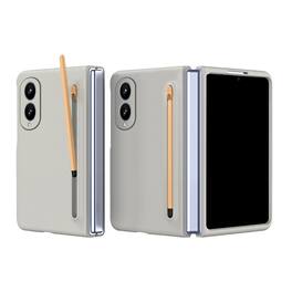 Dteck - Shockproof Full Body Screen Protector Protective Case For Samsung Z Fold 8 with Stylus & Pen Holder - Lightgray