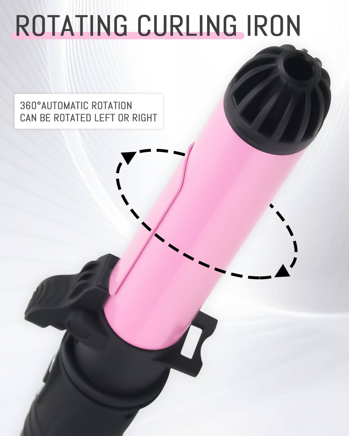 ROTATING CURLING IRON

360° AUTOMATIC ROTATION  
CAN BE ROTATED LEFT OR RIGHT