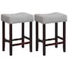 Costway - Set of 2 Counter Height Bar Stools Saddle Kitchen Chairs with Wooden Legs - Grey/Brown