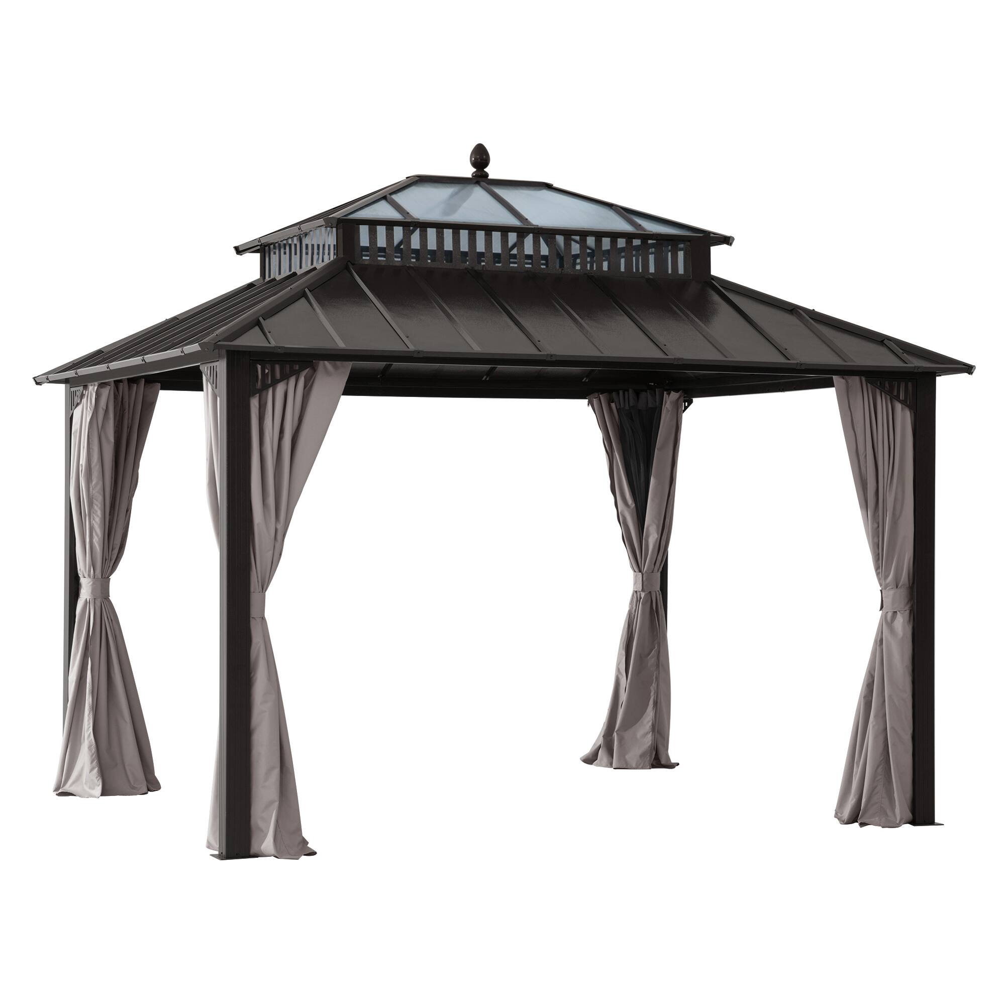 Angle. SUNJOY - 12x10 Kingston PC Top Rectangular Gazebo Brown.