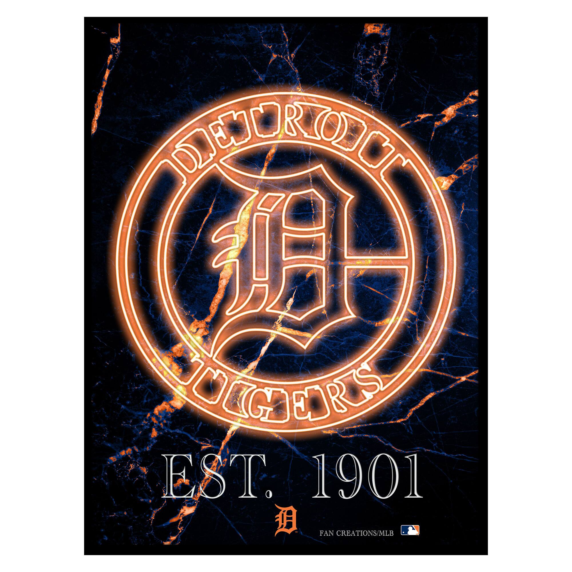Black Detroit Tigers 12'' x 16'' Framed Circle Logo Print