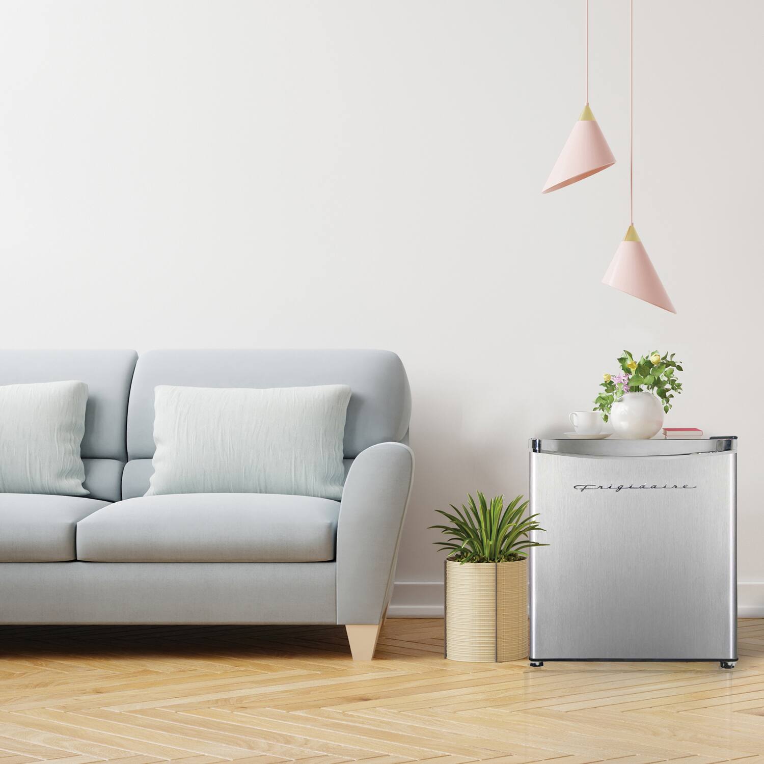 Alt View 1. Frigidaire - 1.6 Cu Ft 50W Mini Fridge Platinum Stainless Steel - Stainless Steel.