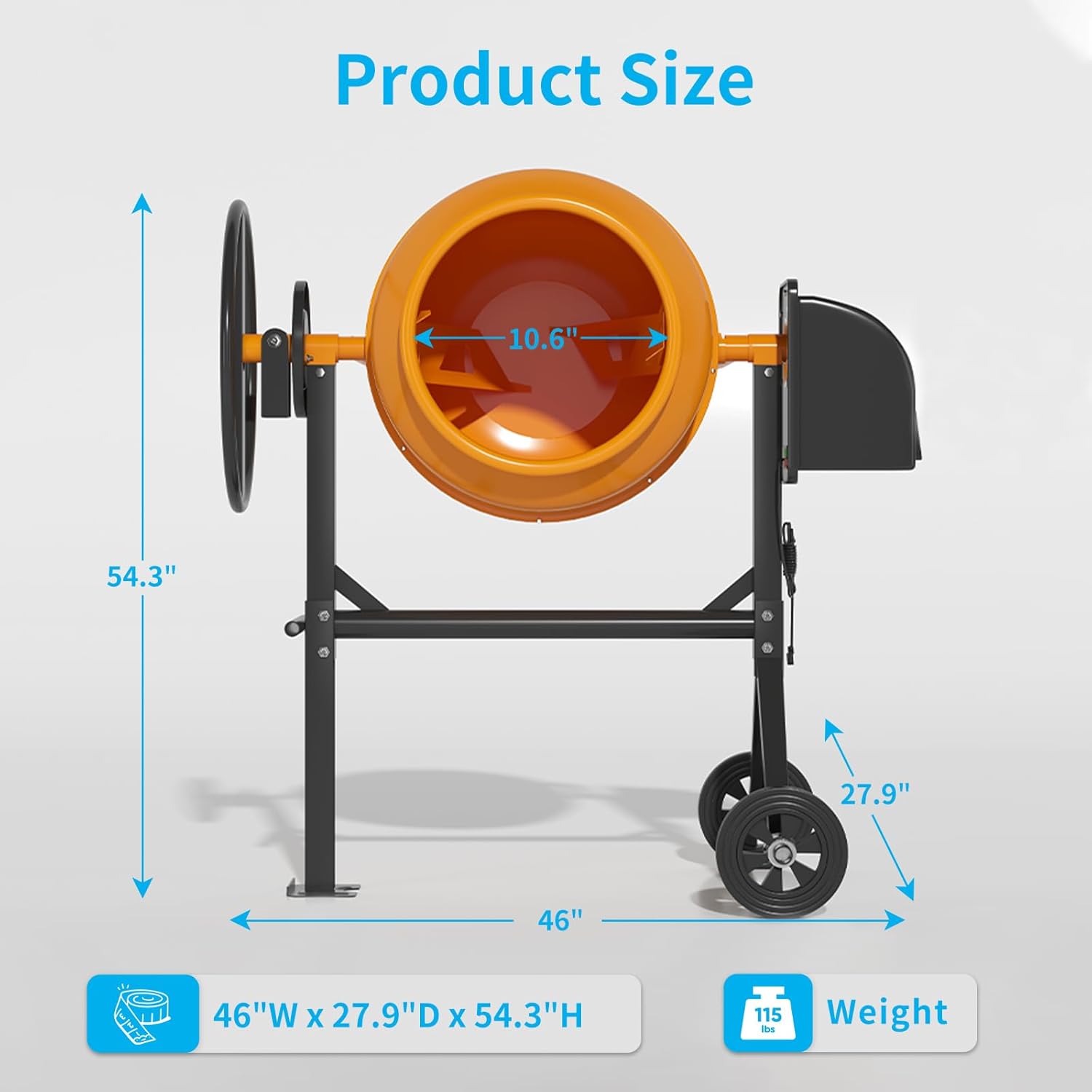 Product Size

46"W x 27.9"D x 54.3"H

Weight: 115 lbs