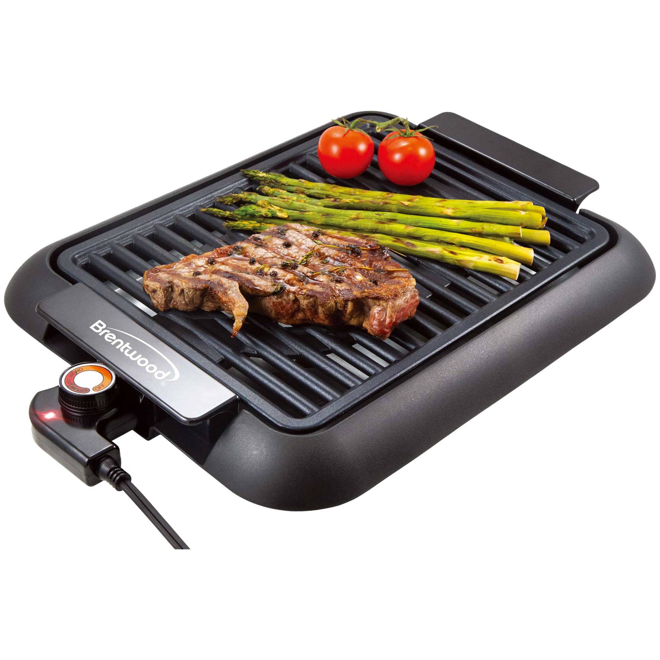 Angle. Brentwood - Brentwood 12.6 Inch x 10 Inch Electric Smokeless Indoor Grill with Ceramic Non-Stick Surface - Black.