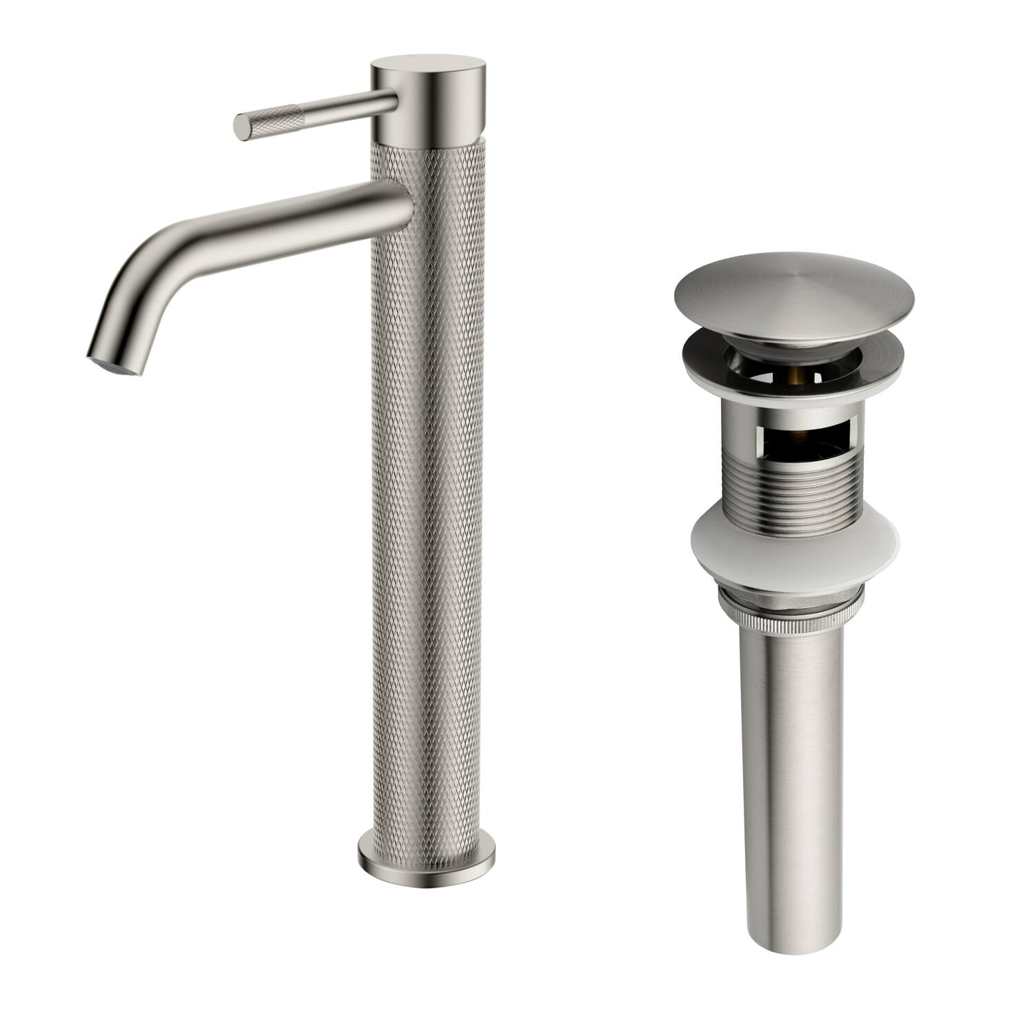 Front. Boyel Living - Brushed Nickel Carved Bathroom Faucet Solid Brass - Brushed Nickel.