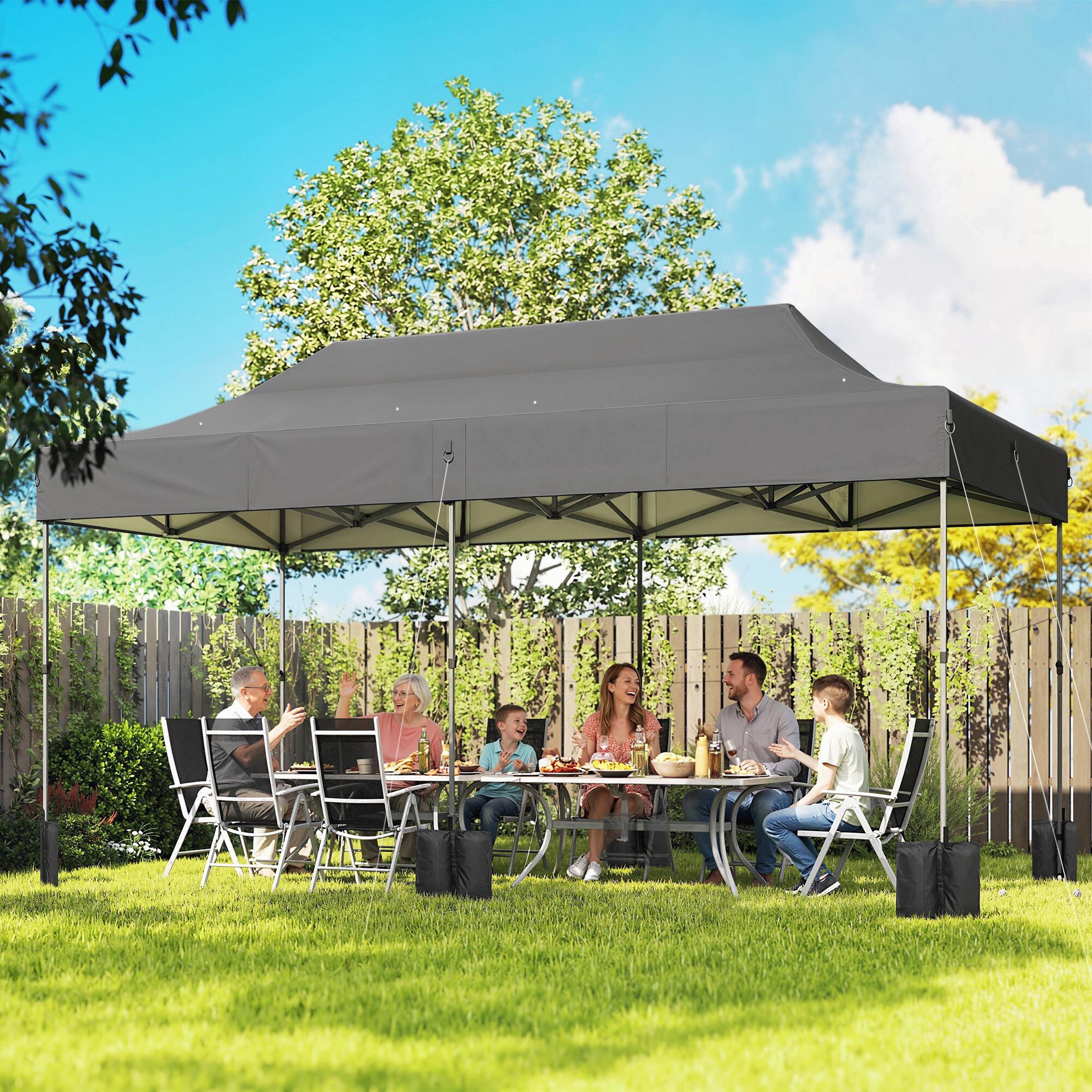 Alt View 1. Outsunny - 10 x 20 ft Pop Up Canopy Tent, Heavy Duty UPF50+ Outdoor Portable Instant Canopy Shelter with Wheeled Carry Bag.