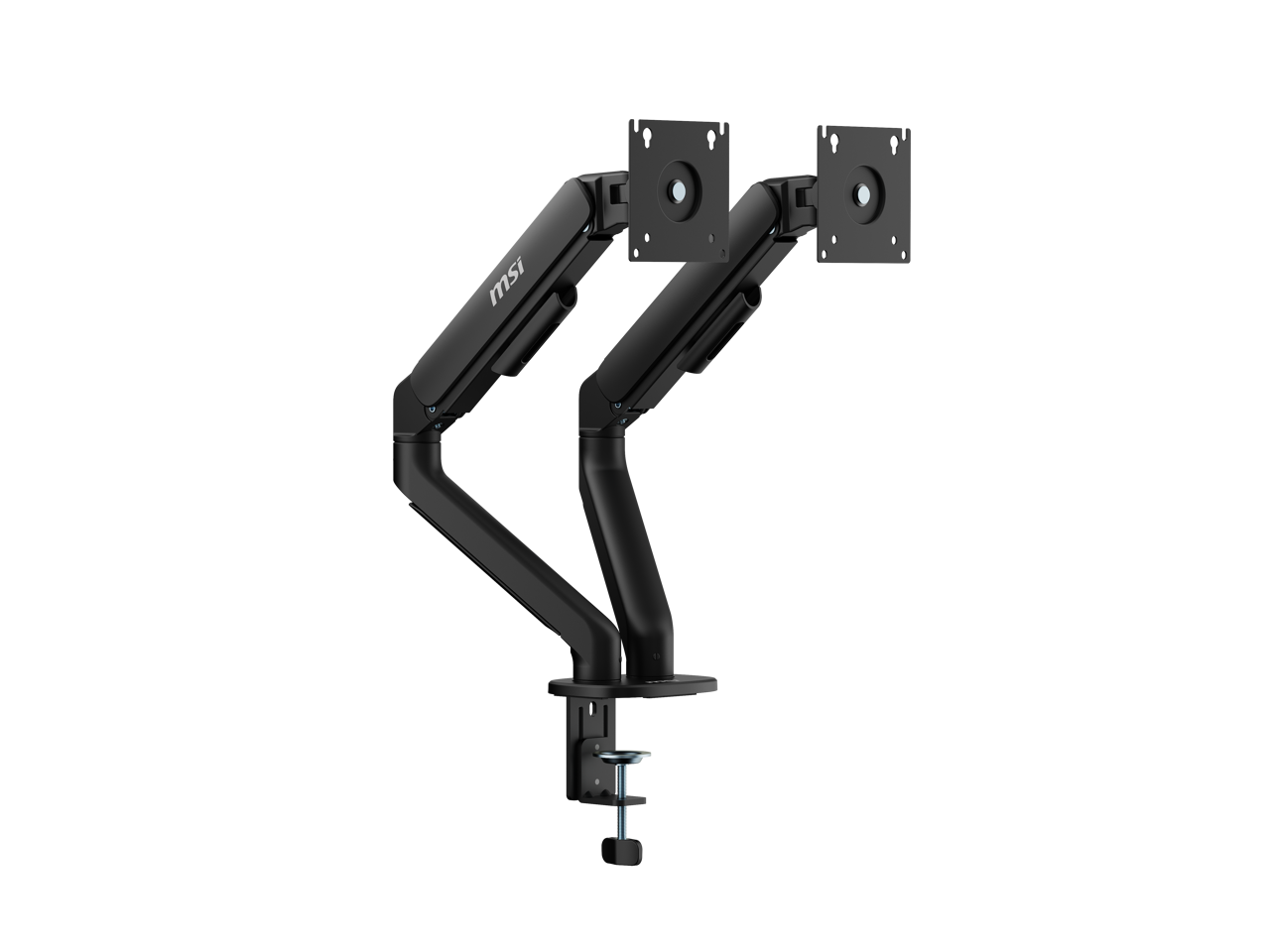 MSI - MAG MT101D - Dual Monitor Stand, 17-32" 22 lbs, VESA, Gas Spring, Clamp/Grommet, Quick Release - Black - Matte Black