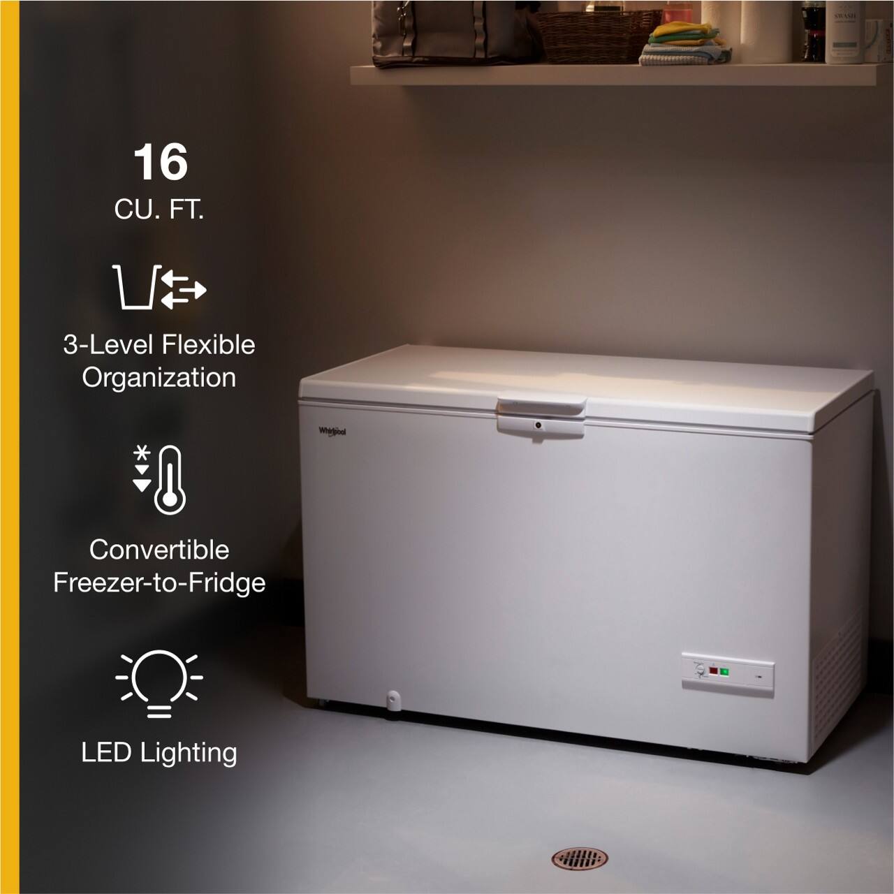 16 CU. FT.

3-Level Flexible Organization

Convertible Freezer-to-Fridge

LED Lighting