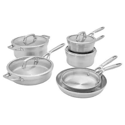 Front. ZWILLING - ZWILLING Motion Stainless Steel 10-pc Stainless Steel Cookware Set - Stainless Steel.
