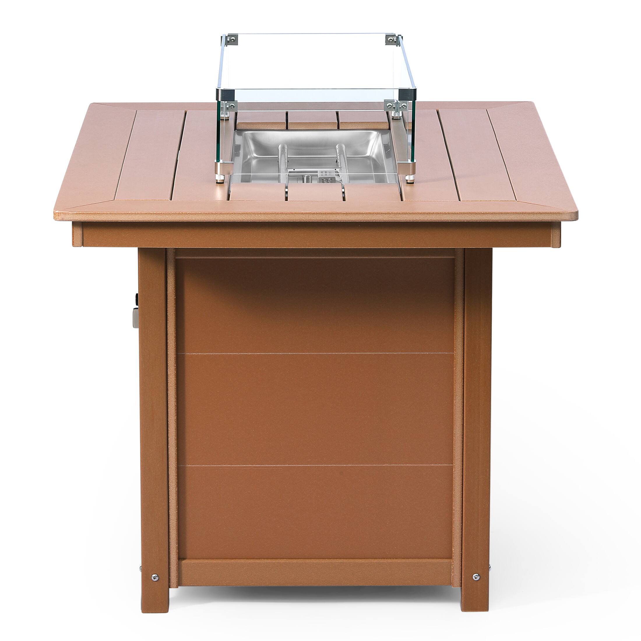 Alt View 1. WestinTrends - WestinTrends Helios 46" Modern Outdoor Patio Gas Propane Rectangular Fire Pit Table - Teak.