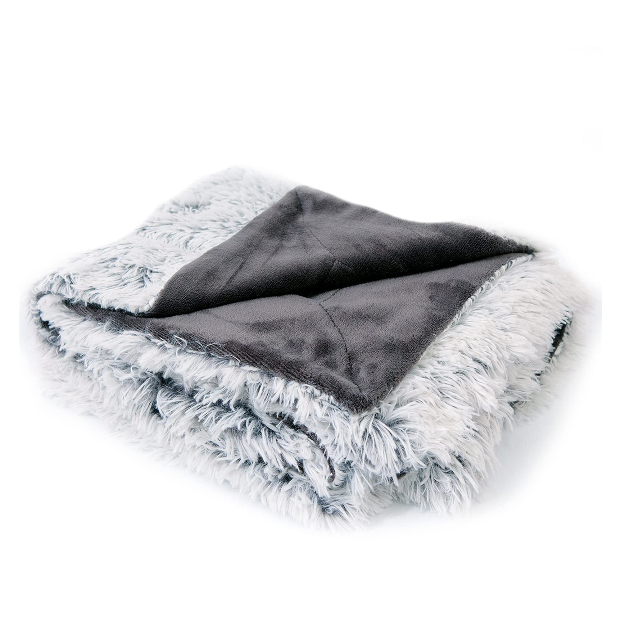 Alt View 5. Cheer Collection - Reversible Faux Fur Long Shaggy Hair Accent Throw Blanket 60"x70" - Grey.