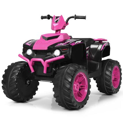 Front. Gymax - Gymax 12V Electric Kids Ride On Car ATV 4-Wheeler Quad w/ Music LED Light Pink - Pink.
