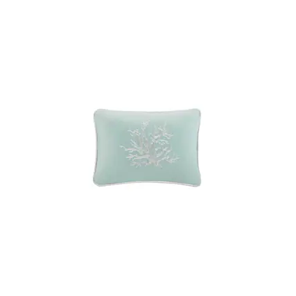 Front. Gracie Mills - Gracie Mills Douglass Coastal Cotton Jacquard Oblong Pillow - Aqua.