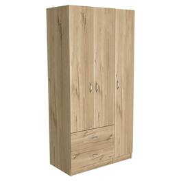 TuHome - Austral Three Door Armoire Light Oak / Black MDF - White