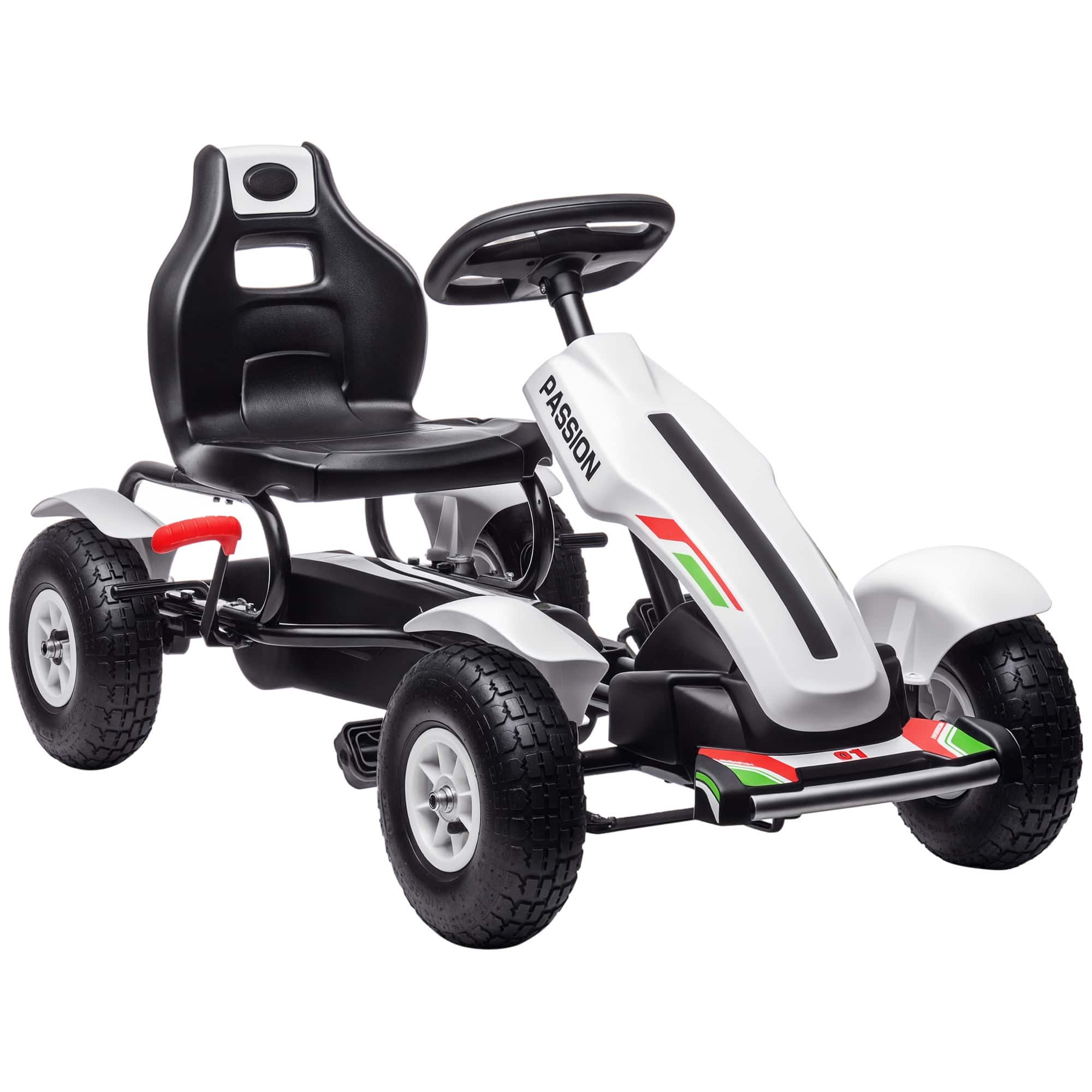 Front. Aosom - Kids Pedal Go Kart, Outdoor, Adjustable Seat, Sharp Handling, Handbrake, 4 Non-Slip Rubber Wheels, Ages 5-12.