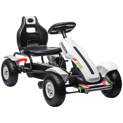 Front. Aosom - Kids Pedal Go Kart, Outdoor, Adjustable Seat, Sharp Handling, Handbrake, 4 Non-Slip Rubber Wheels, Ages 5-12.