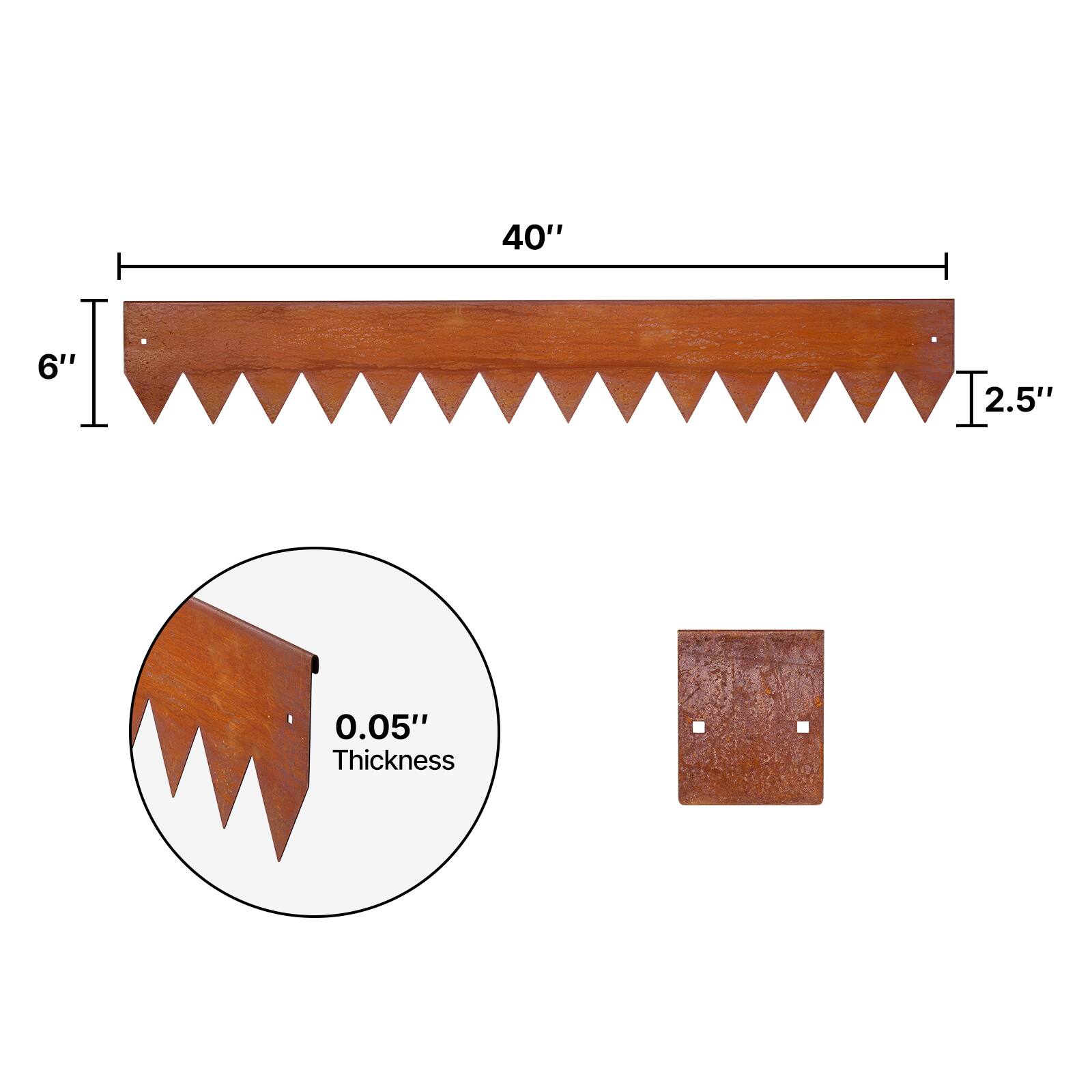 40" x 6" x 2.5" x 0.05" Thickness