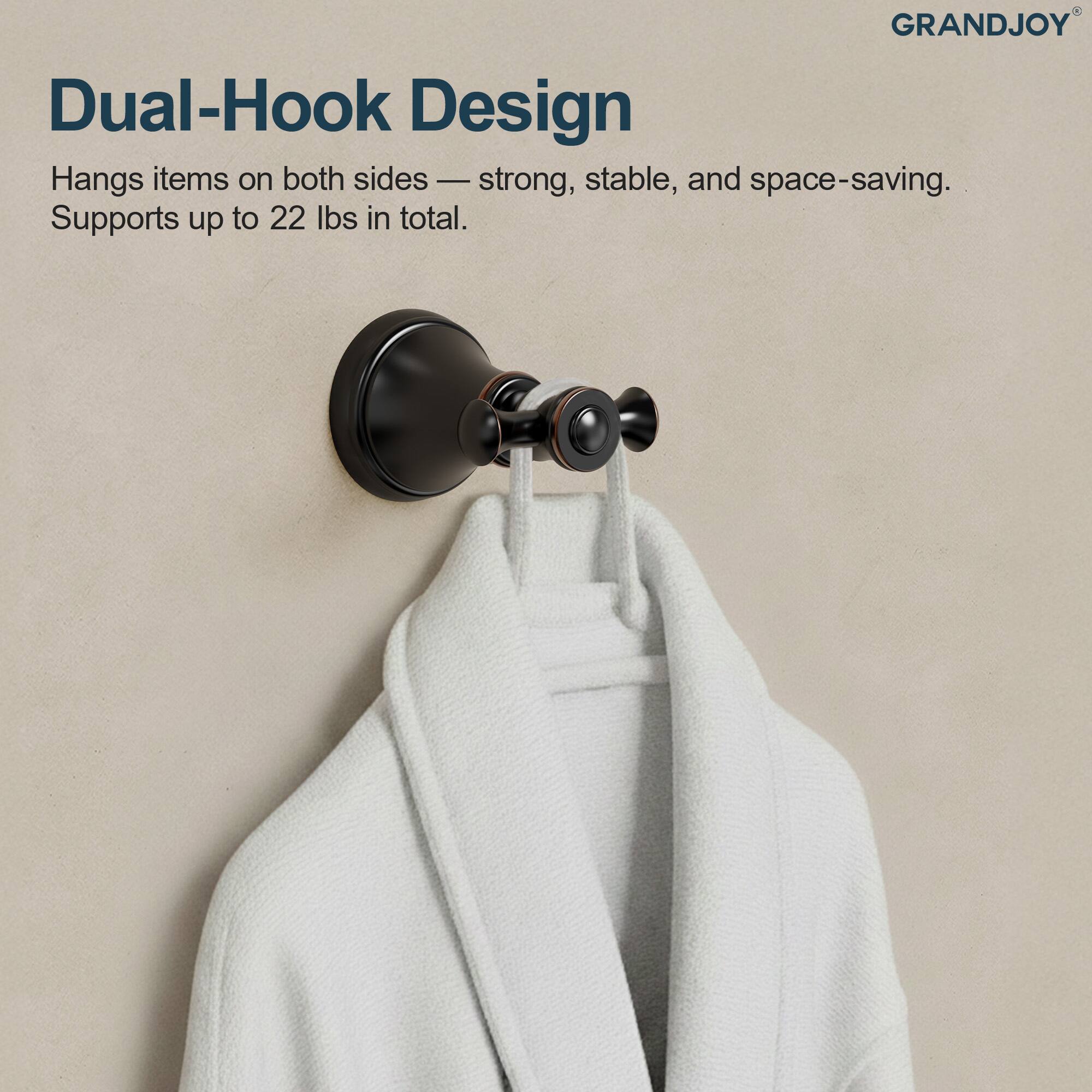 GRANDJOY Dual-Hook Design  
Hangs items on both sides — strong, stable, and space-saving.  
Supports up to 22 lbs in total.