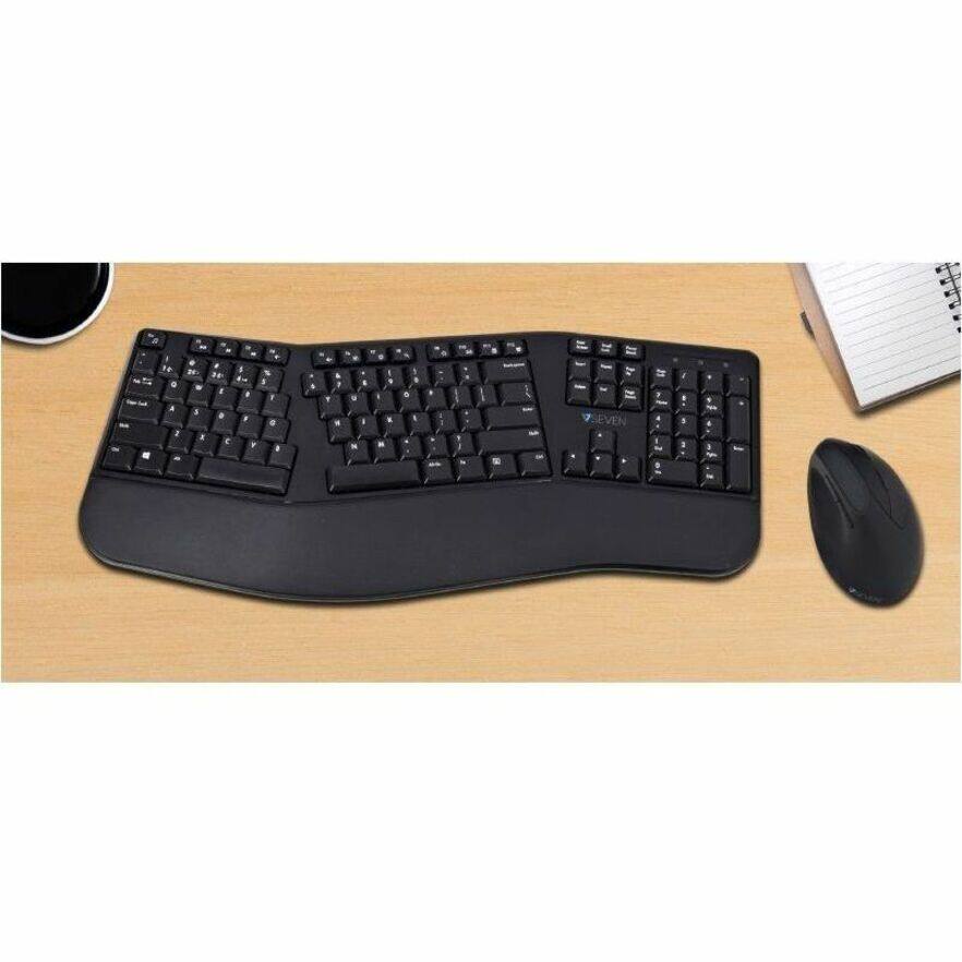 Alt View 1. V7 - V7 Bluetooth Split Ergonomic Keyboard and Mouse Combo - Business - US Layout - English (US) - QWERTY - Black - Wireless - Unknown.