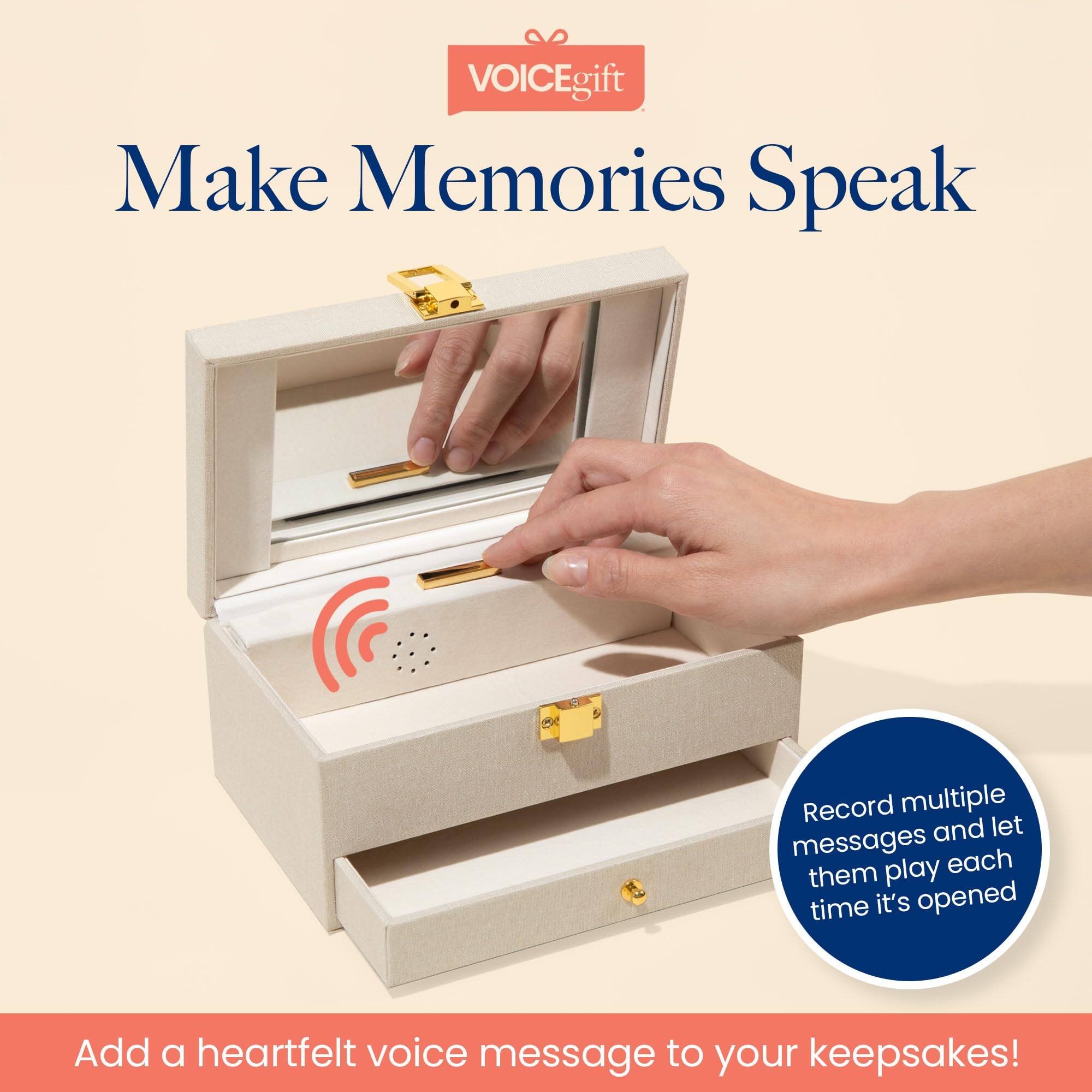 VOICEgift

Make Memories Speak

Record multiple messages and let them play each time it's opened

Add a heartfelt voice message to your keepsakes!