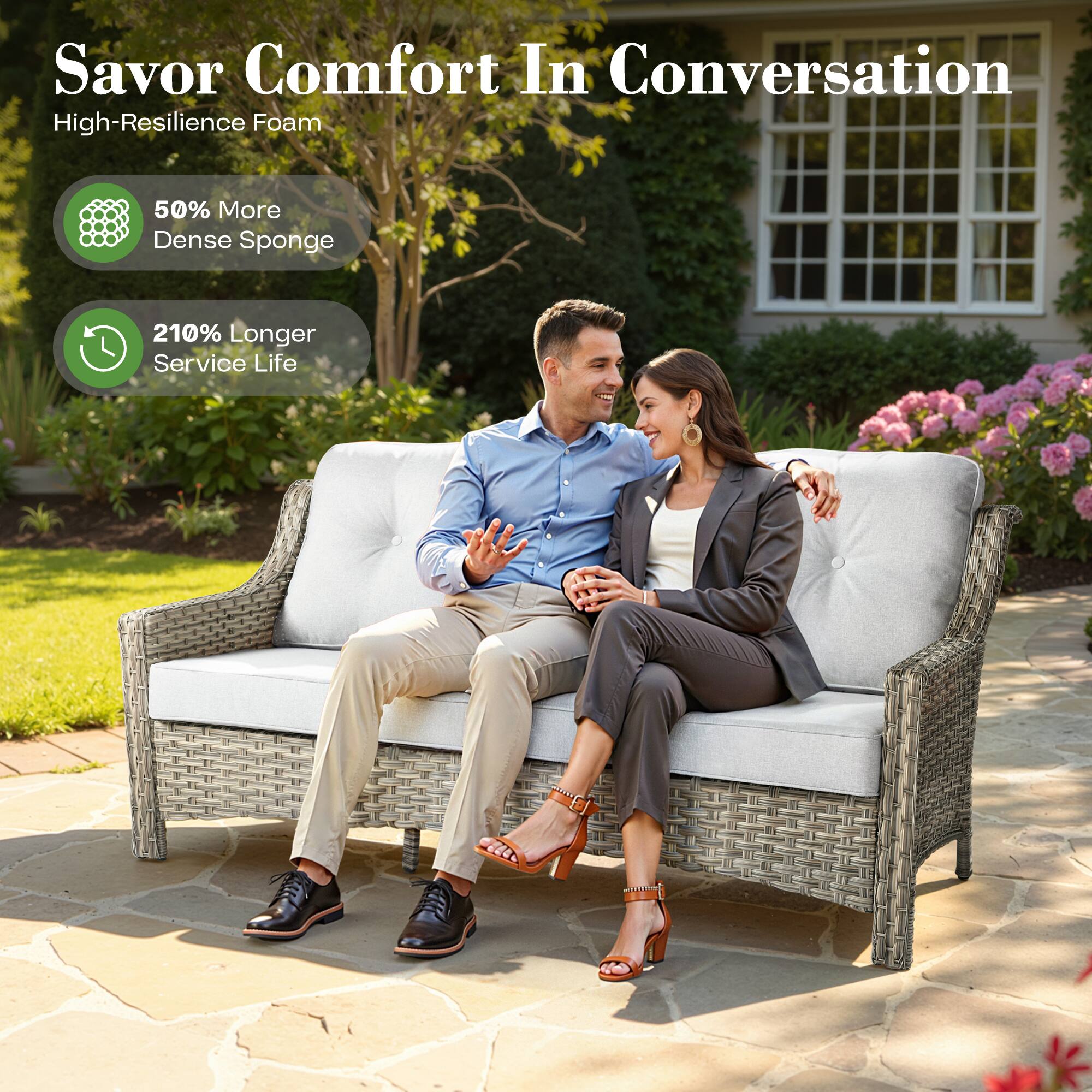 Savor Comfort In Conversation

High-Resilience Foam

- 50% More Dense Sponge
- 210% Longer Service Life