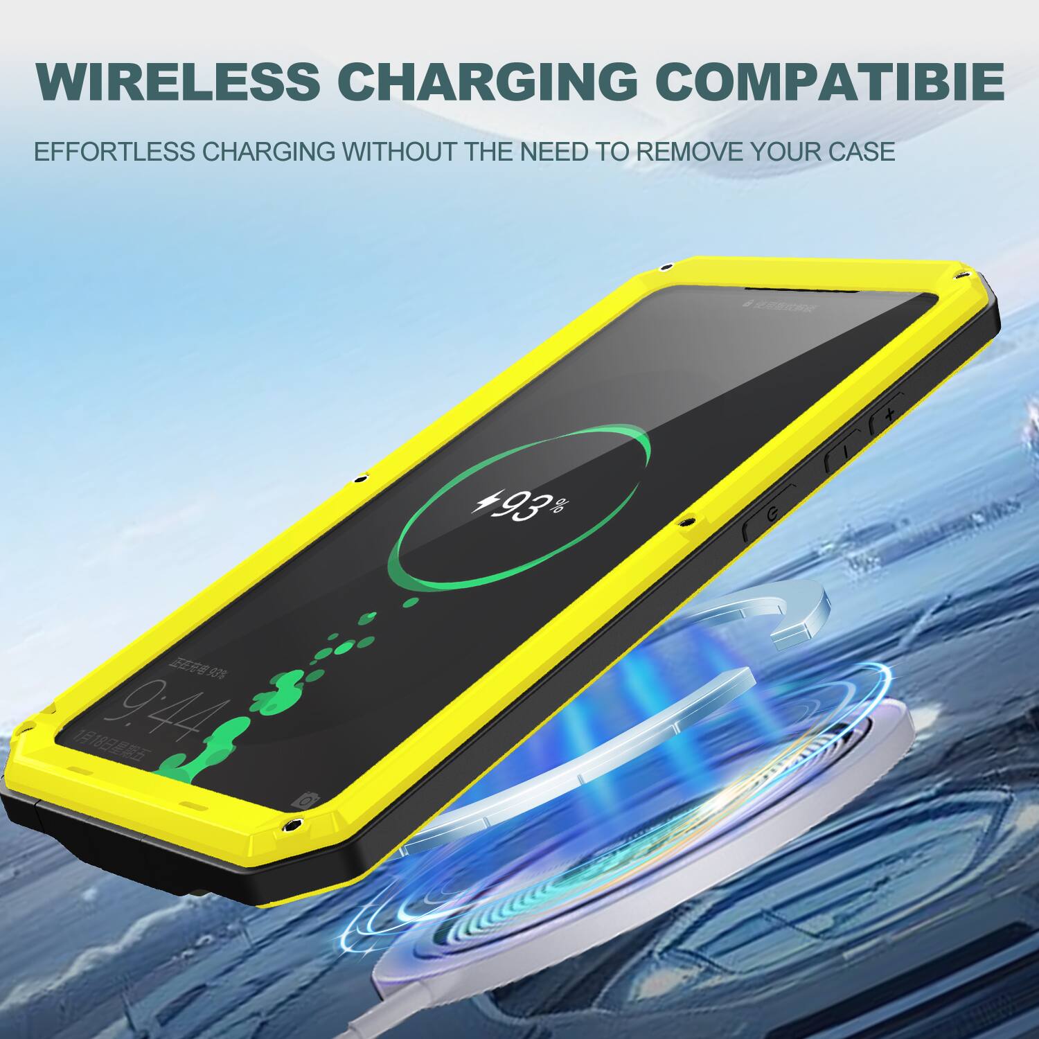 WIRELESS CHARGING COMPATIBLE  
EFFORTLESS CHARGING WITHOUT THE NEED TO REMOVE YOUR CASE  

+93%  
RS 1 118  
9:44