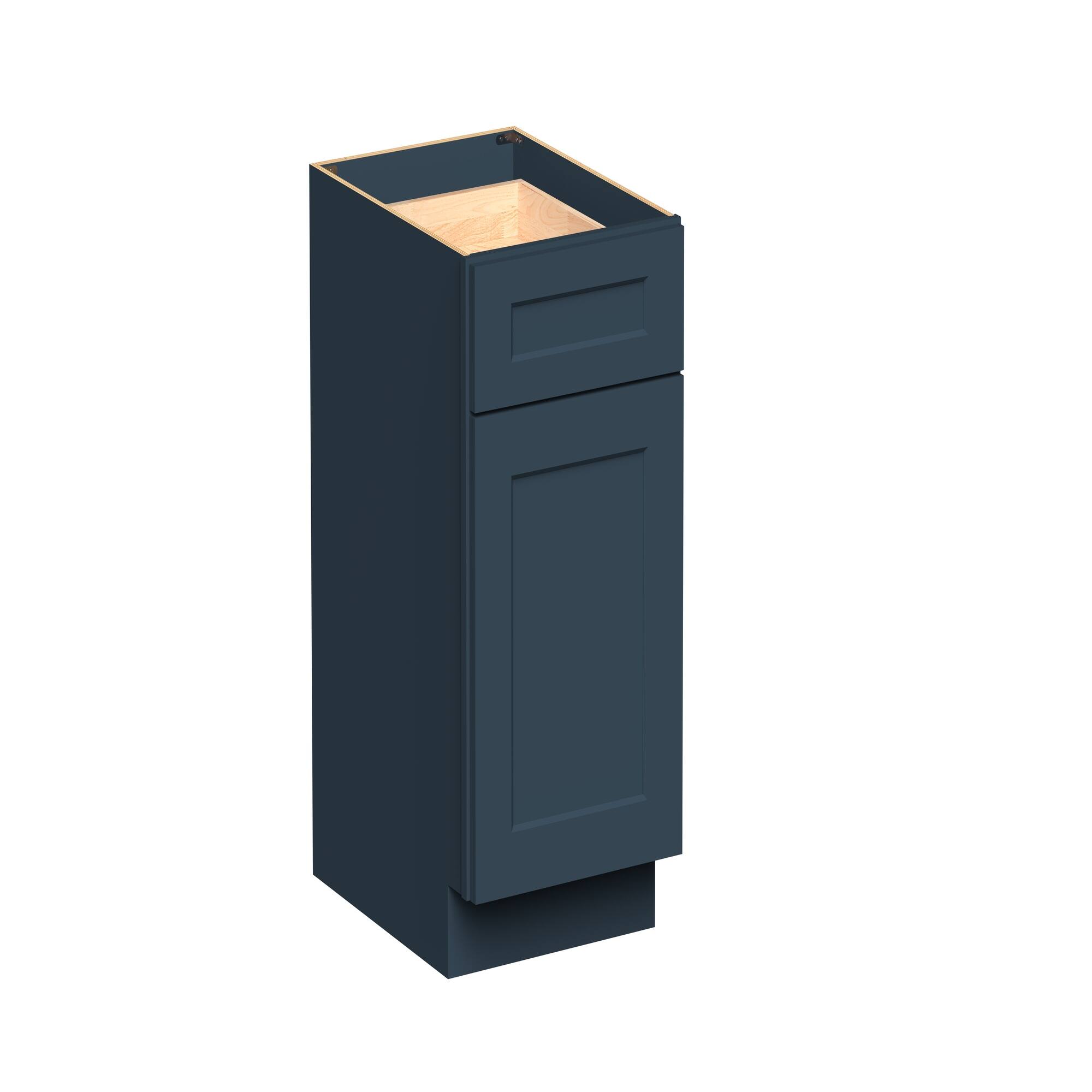 Angle. Boyel Living - 18-in W x 34.5-in H x 24-in D Shaker RTA Kitchen Waste Basket Base Cabinet with Soft-Close - Charcoal Blue.