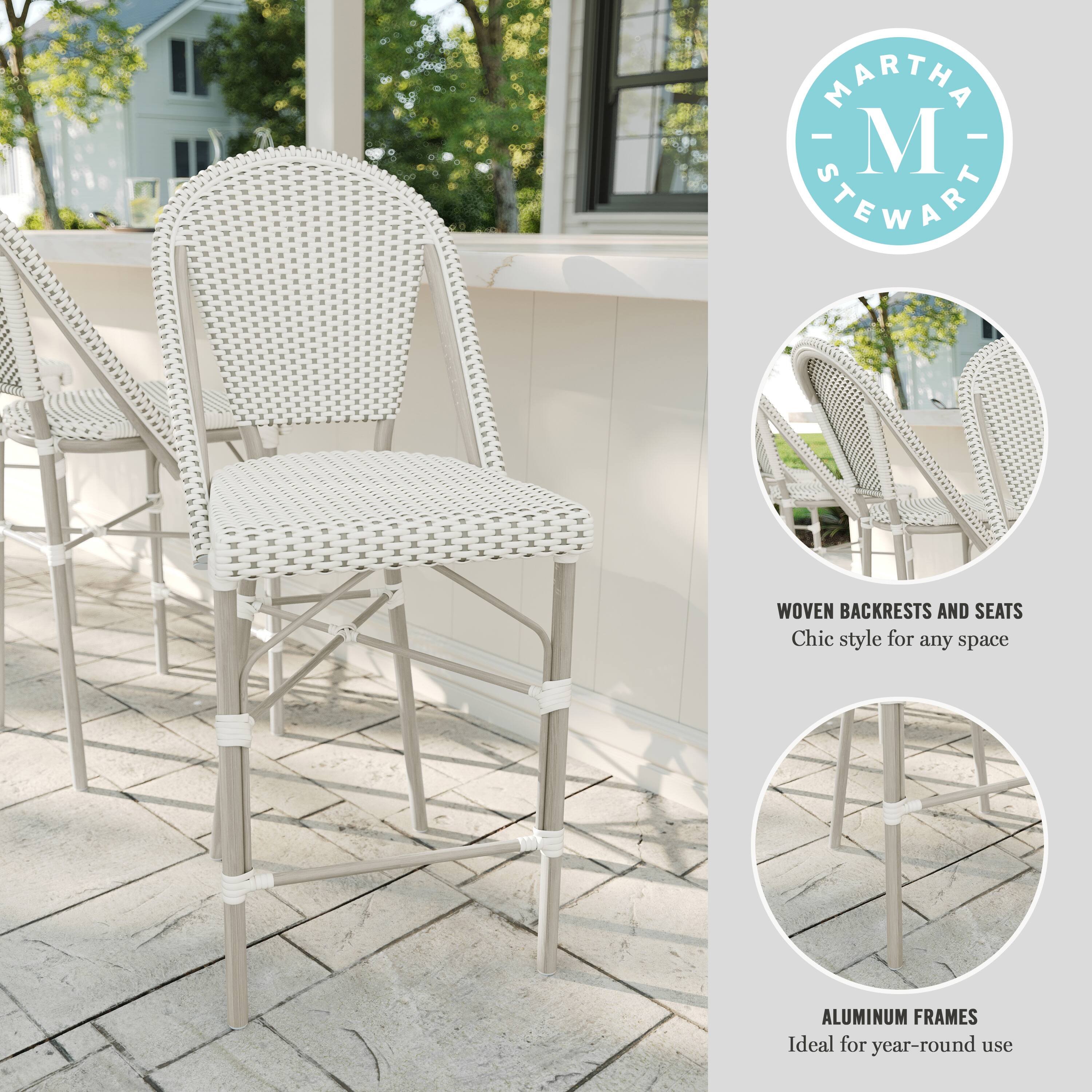 MARTHA STEWART WOVEN BACKRESTS AND SEATS Chic style for any space ALUMINUM FRAMES Ideal for year-round use