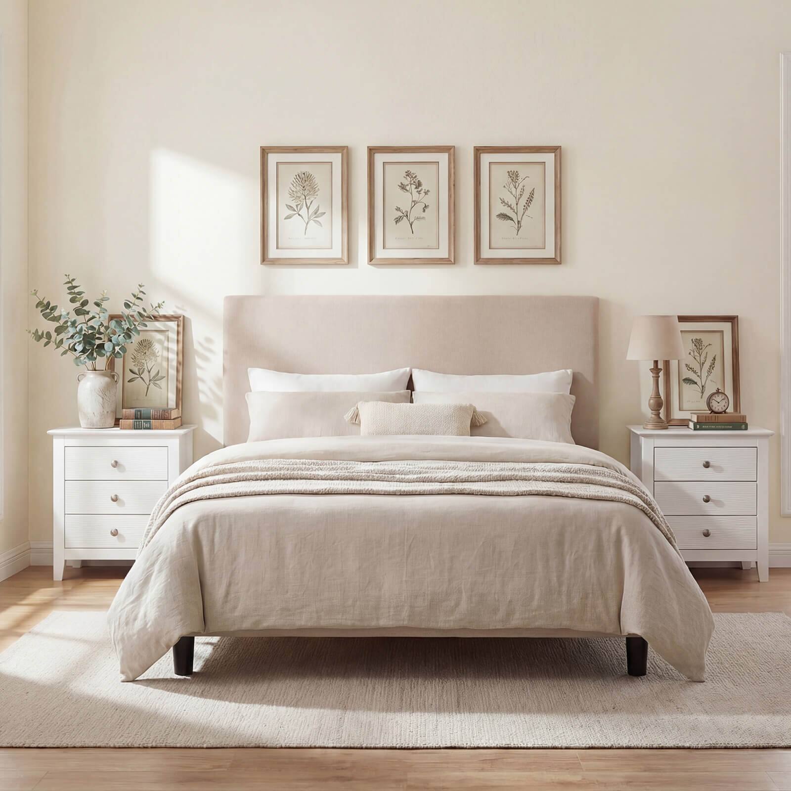 Alt View 4. Costway - Costway 2PCS Nightstand, Farmhouse 3-Drawer Night Stand with Wood Grain Accents Sleek Knobs - White.