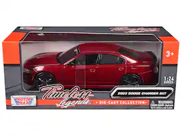 2023 Dodge Charger SXT "Timeless Legends" Series 1/24 Diecast Model Car by Motormax - Red Metallic