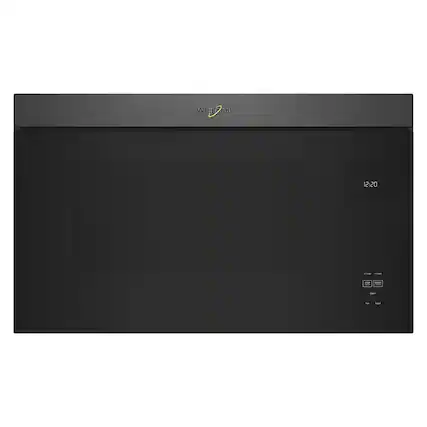 Front. Whirlpool - 1.1 Cu. Ft. Over-the-Range Microwave with Flush Built-in Design - Black Stainless.