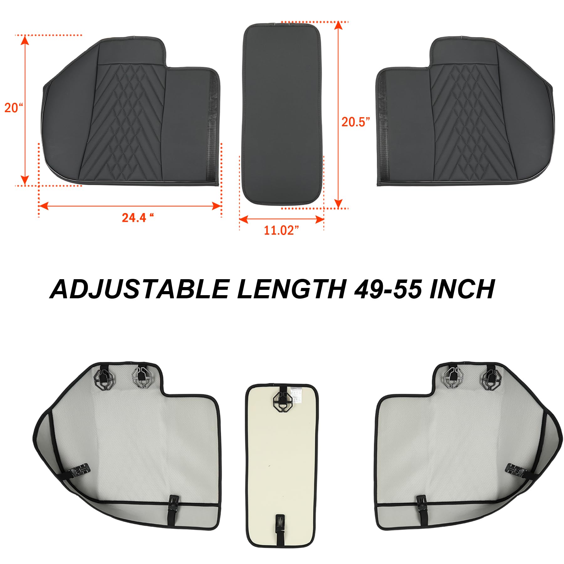 20" 20.5" 24.4" 11.02" ADJUSTABLE LENGTH 49-55 INCH