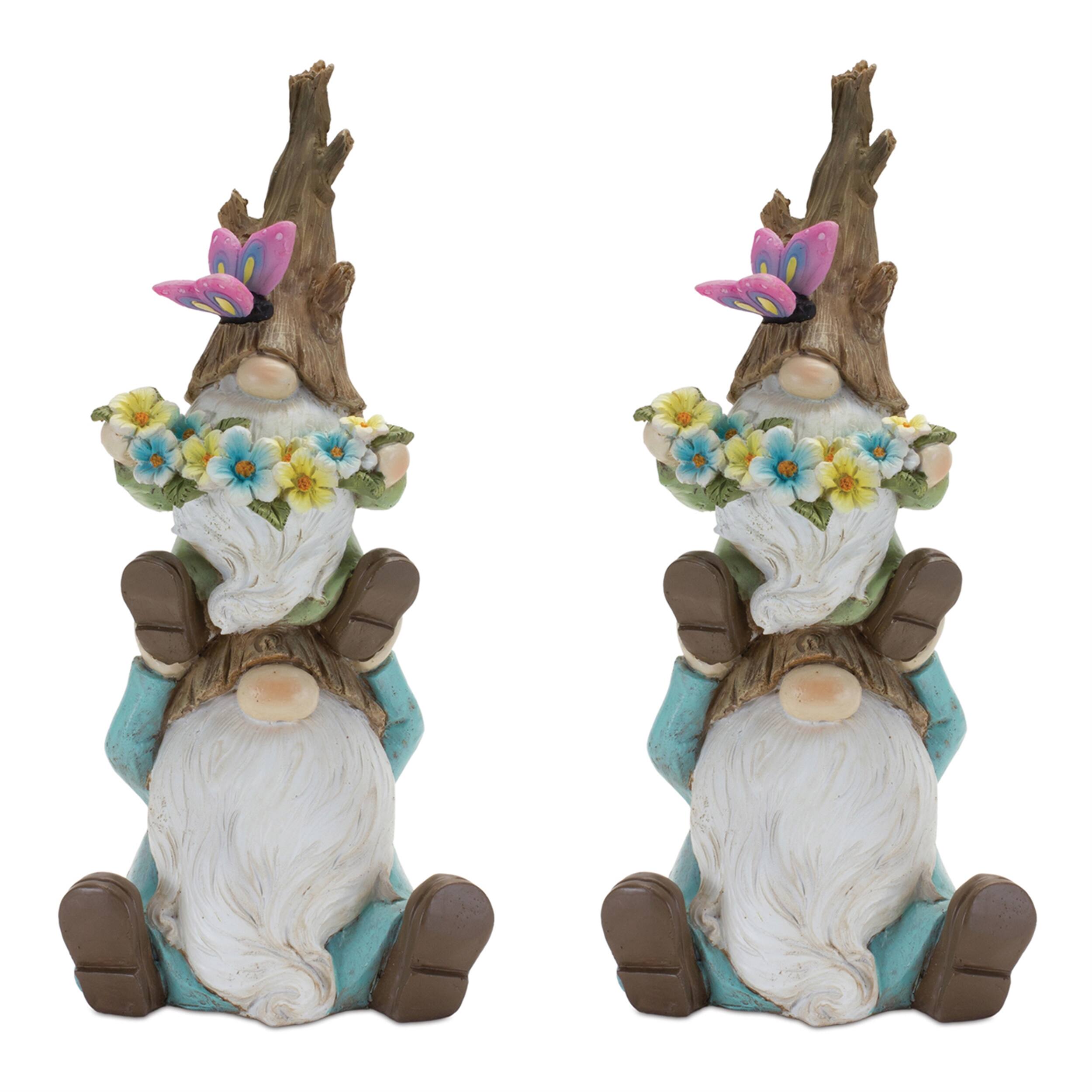 Angle. BreeBe - Tree Trunk Gnome Stack (Set of 2) - Multicolor.