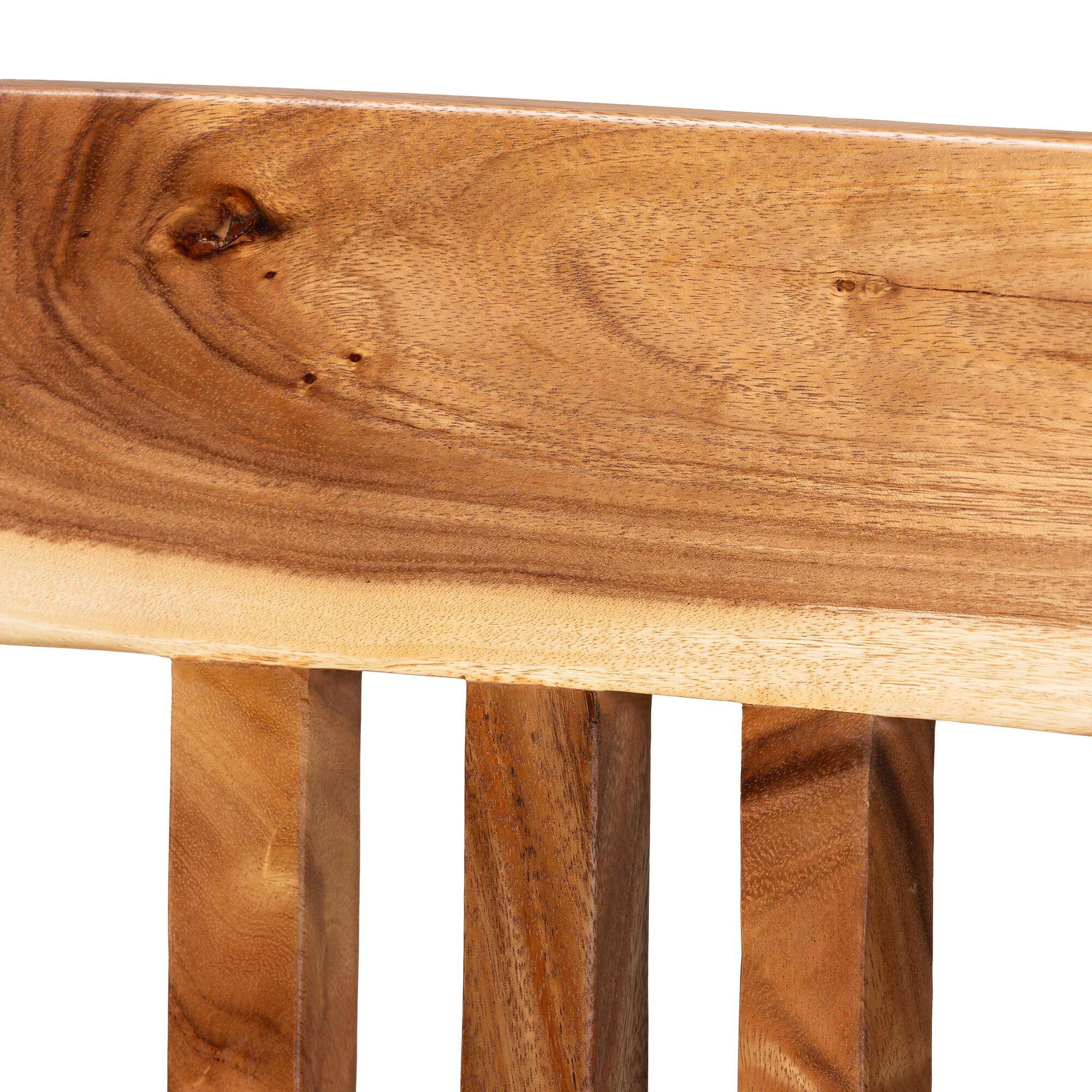 Alt View 1. bali & pari - Luli Suar Wood Bar Stool - Handcrafted Solid Wood Stool with Backrest, Rustic Modern Seating for Kitchen or Bar Area - Natural Brown.