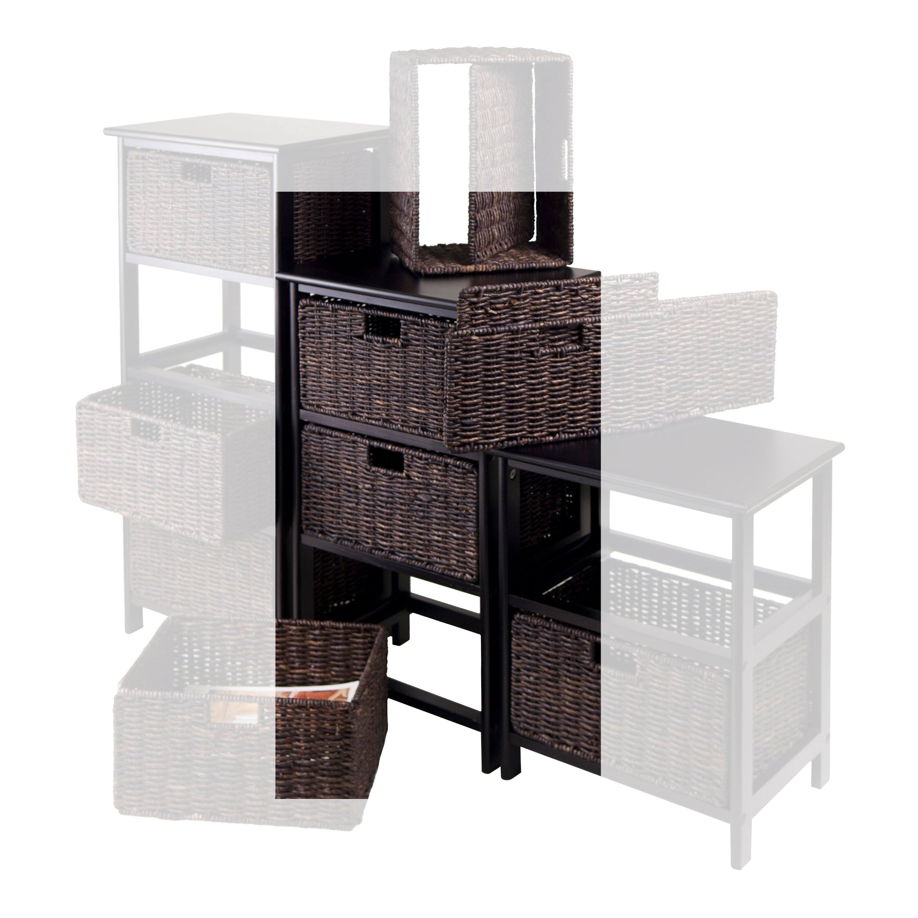 Alt View 1. Winsome Wood - Omaha Storage Rack with 3 Foldable Corn Husk Baskets - Black/Chocolate.