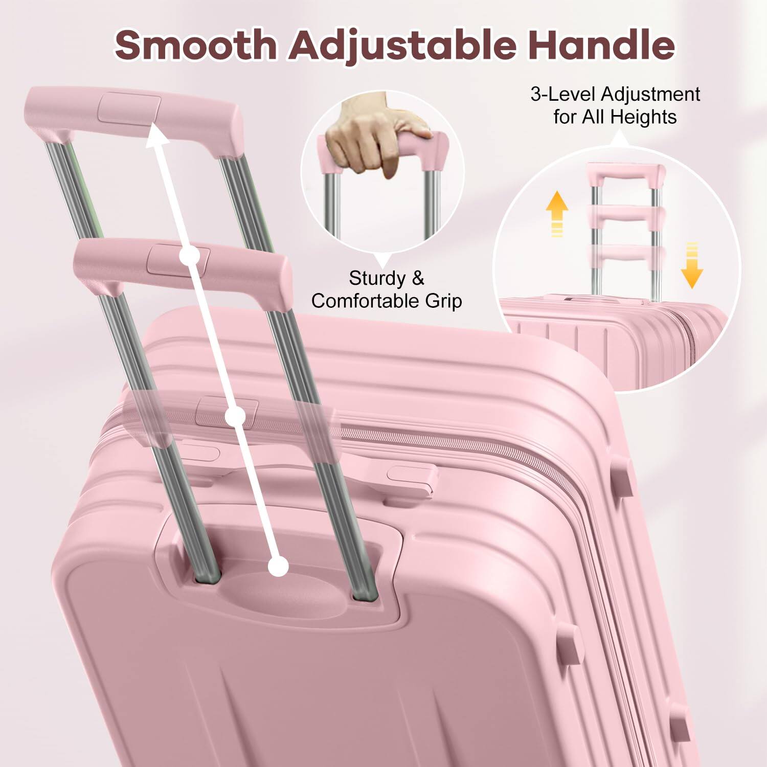 Smooth Adjustable Handle  
3-Level Adjustment for All Heights  
Sturdy & Comfortable Grip