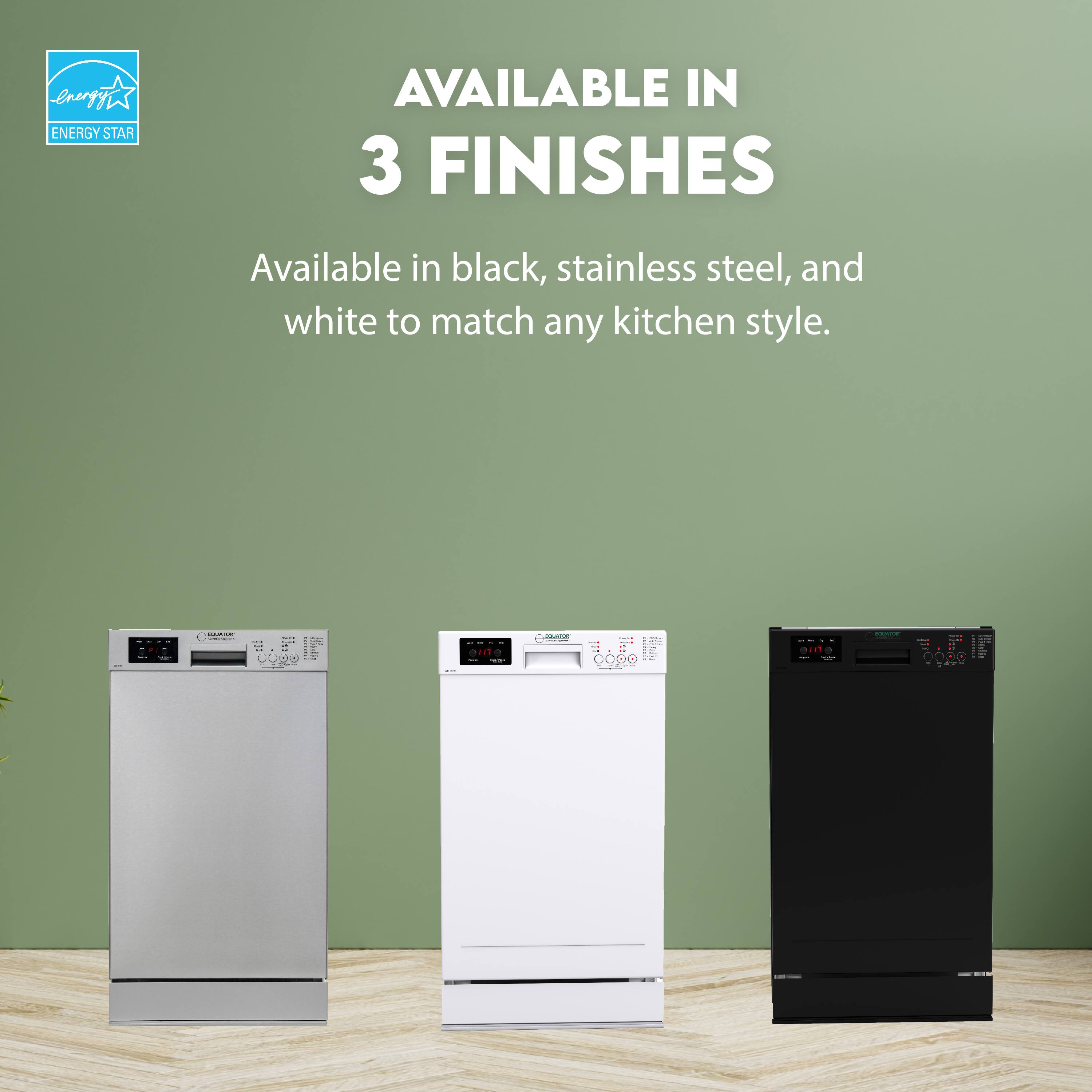 Available in 3 finishes  
Available in black, stainless steel, and white to match any kitchen style.