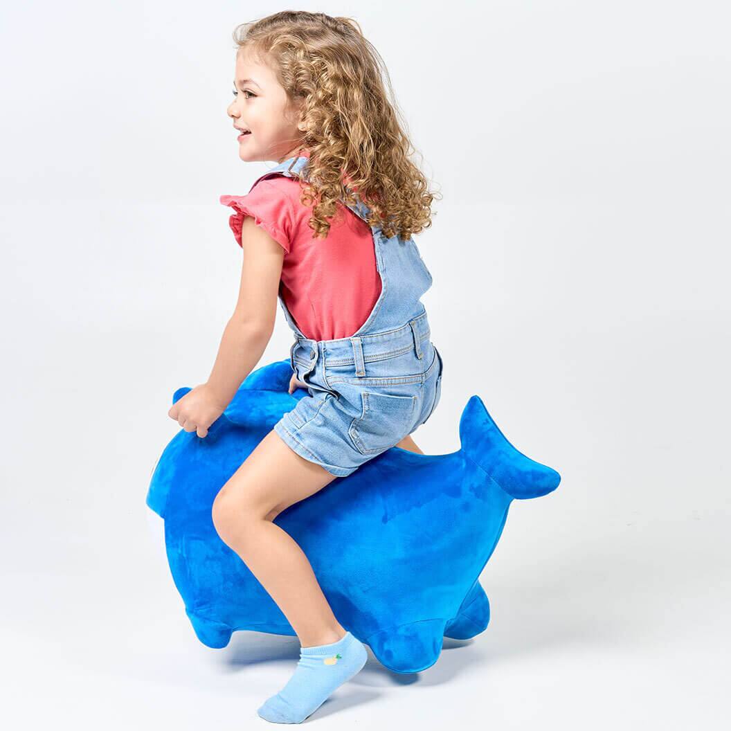 Back. JitteryGit - Pinkfong Daddy Shark Musical Bouncy Ride-On Toy – Soft Plush Hopper with Iconic Song.