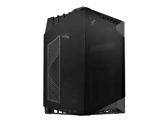 Front. SilverStone - Silverstone LD03B-AF Mini-ITX Case, 4 Tempered Glass Panels, 2x 120mm Fans, USB Type-C - Silver.