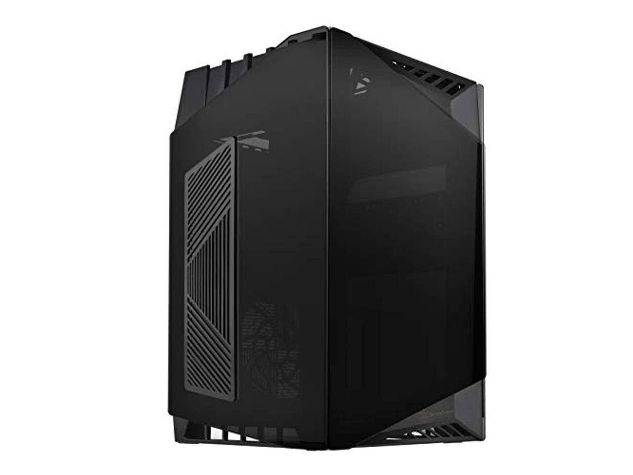 Front. SilverStone - Silverstone LD03B-AF Mini-ITX Case, 4 Tempered Glass Panels, 2x 120mm Fans, USB Type-C - Silver.