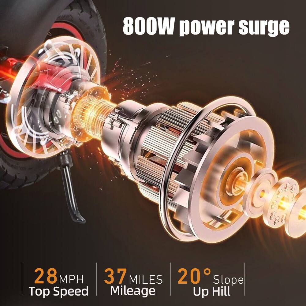 800W power surge

28 MPH Top Speed

37 MILES Mileage

20° Slope Up Hill