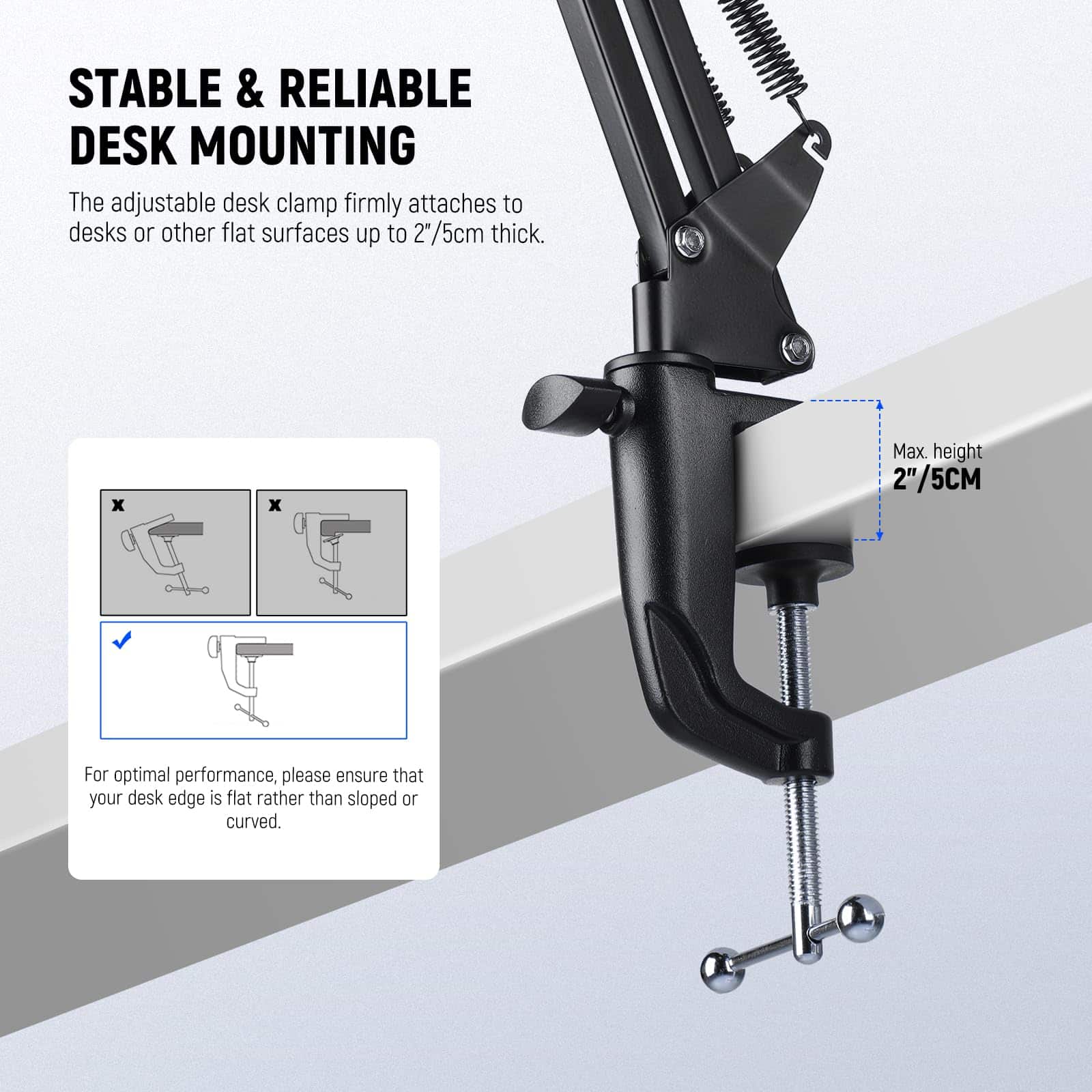 Neewer Suspension Boom Mic Arm Stand Desk Mount with Adapters for