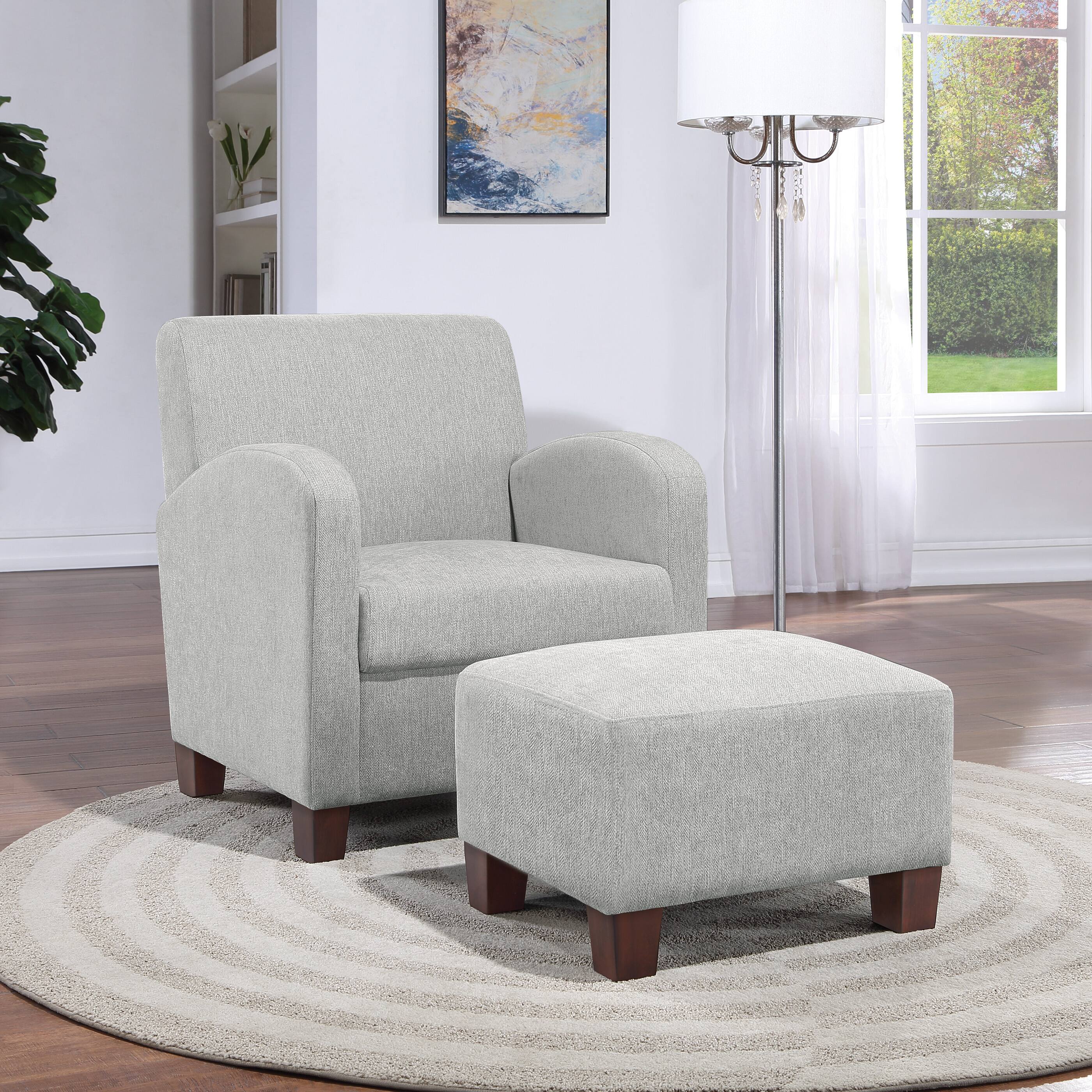 OSP Home Furnishings Aiden Chair & Ottoman Herringbone Smoke ADN-H14 ...