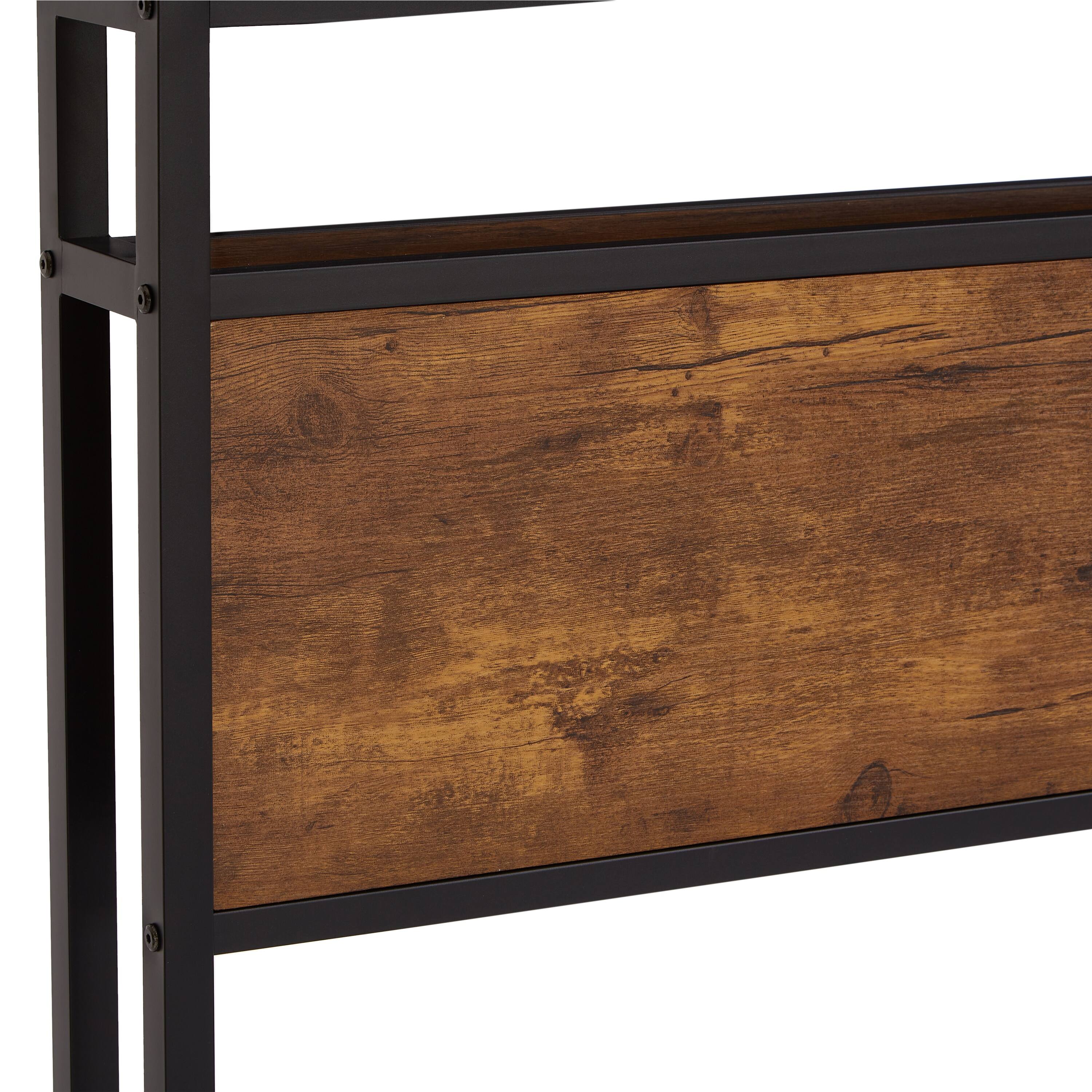 Alt View 2. LUCKY ONE - Twin Size Metal Platform Bed Frame with Wooden Headboard and Footboard,LED Lights - Black+Brown.