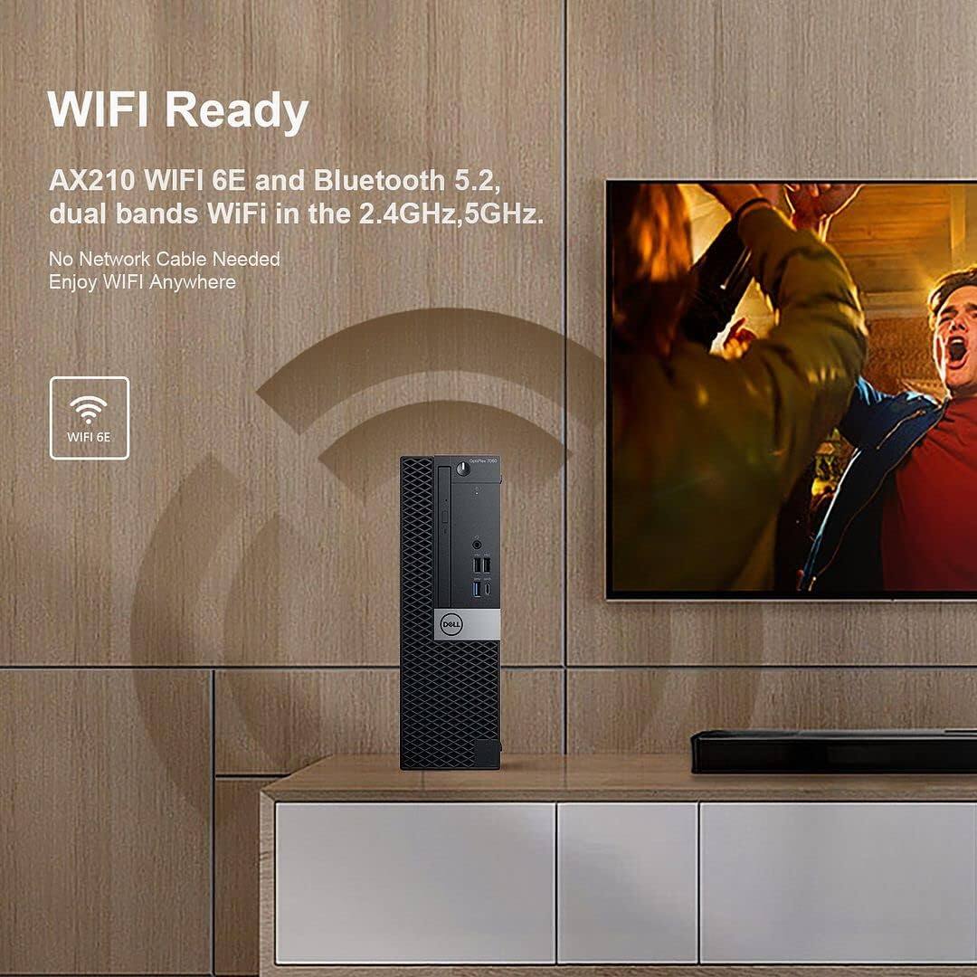 WIFI Ready

AX210 WIFI 6E and Bluetooth 5.2, dual bands WiFi in the 2.4GHz, 5GHz. No Network Cable Needed. Enjoy WIFI Anywhere.