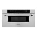ZLINE - Autograph 30 in. 1.2 cu. ft. Built-in Microwave Drawer and Polished Gold Nickel Handle - Stainless Steel
