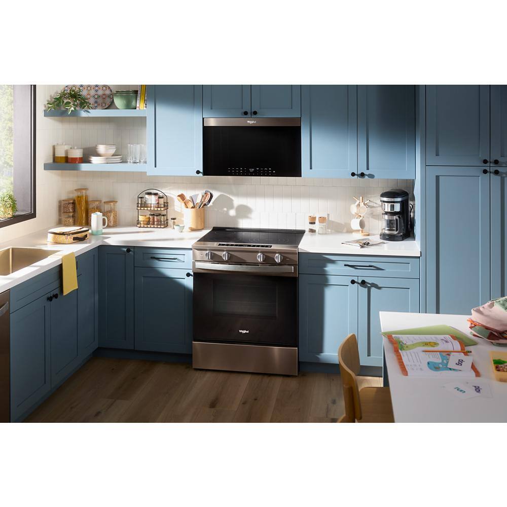 Alt View 30. Whirlpool - 5.3 Cu. Ft. Slide-In Electric True Convection Range with Air Cooking Technology and WipeClean Coating - Black stainless steel.