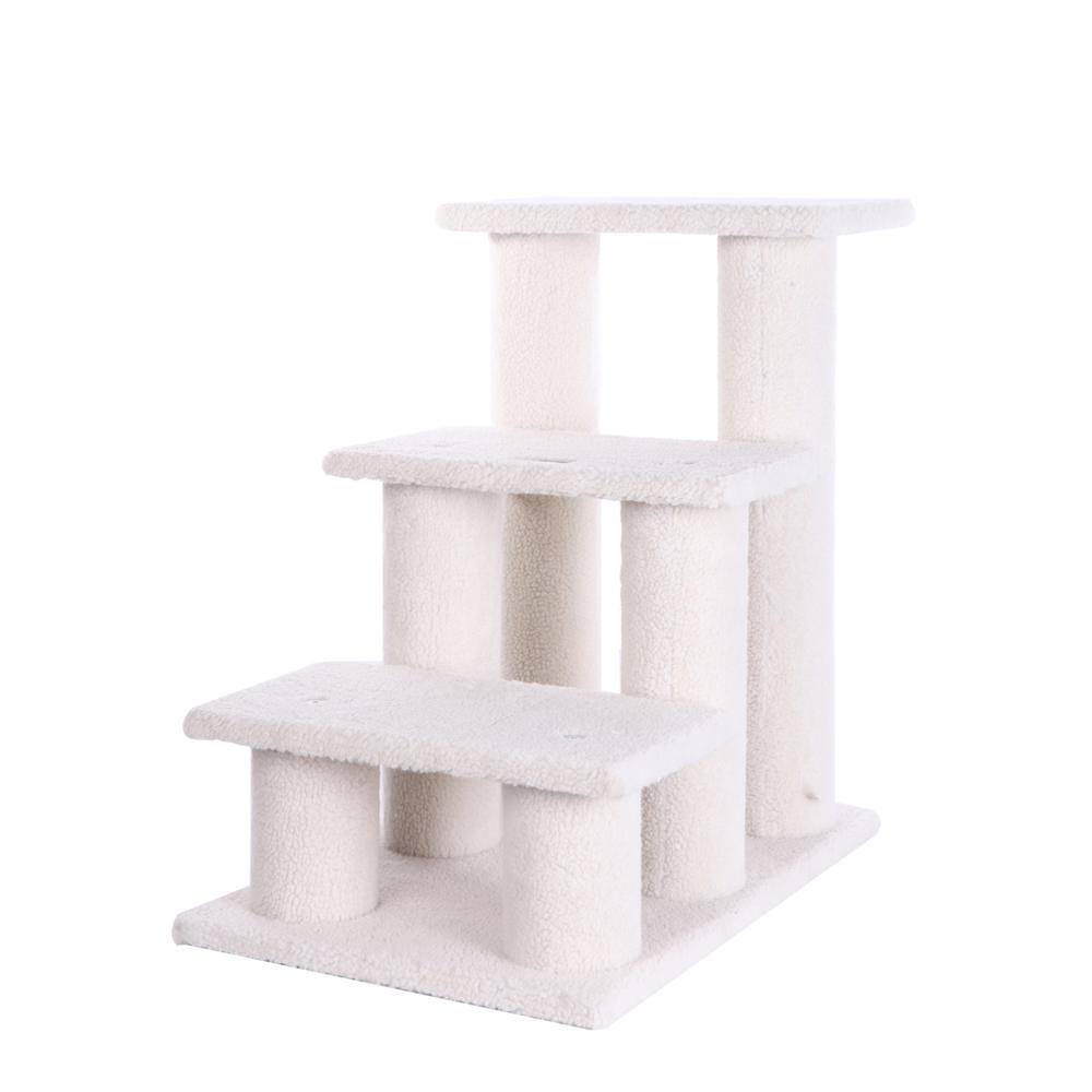 Left. Armarkat - 3 Step Real Wood Cat Step Stairs Ramp 25 Height Dogs Climber And Kitten Steps - Beige.